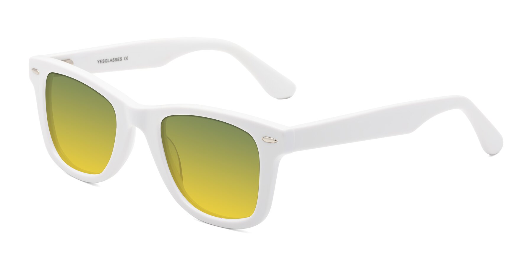 Angle of Rocky in White with Green / Yellow Gradient Lenses