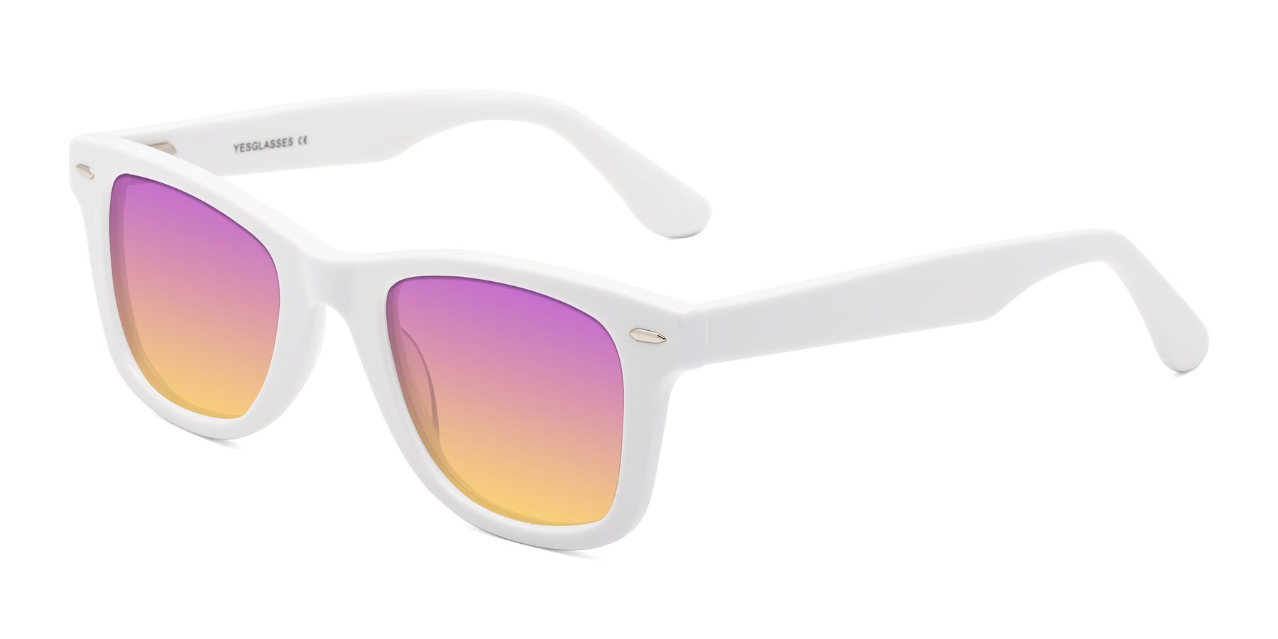 Angle of Rocky in White with Purple / Yellow Gradient Lenses