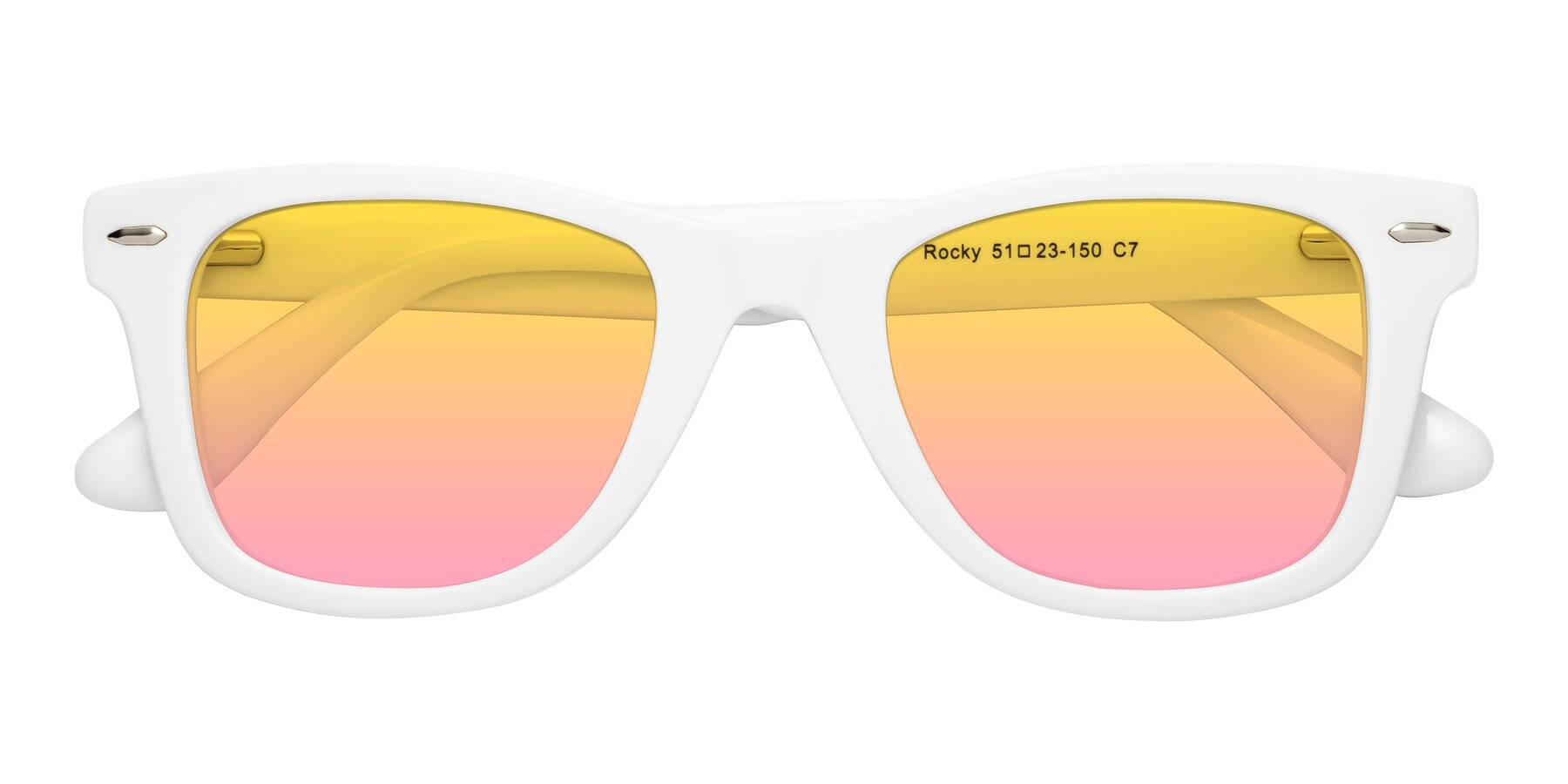 Folded Front of Rocky in White with Yellow / Pink Gradient Lenses