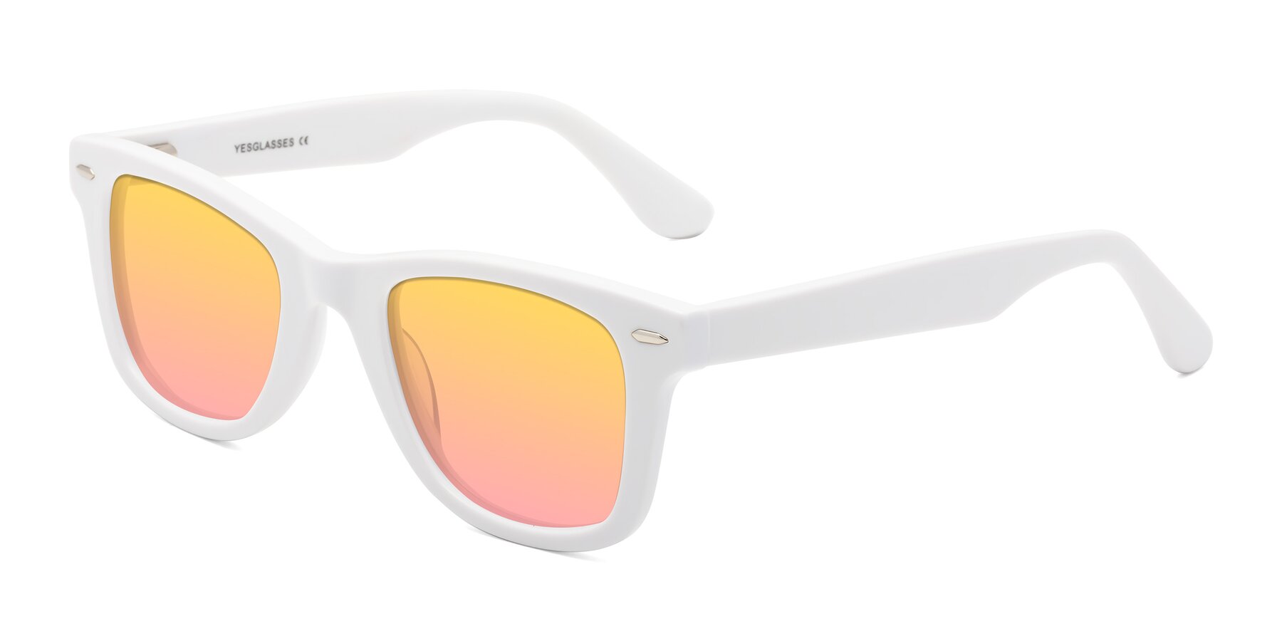 Angle of Rocky in White with Yellow / Pink Gradient Lenses