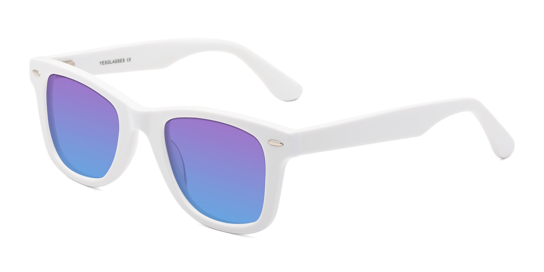 Angle of Rocky in White with Purple / Blue Gradient Lenses