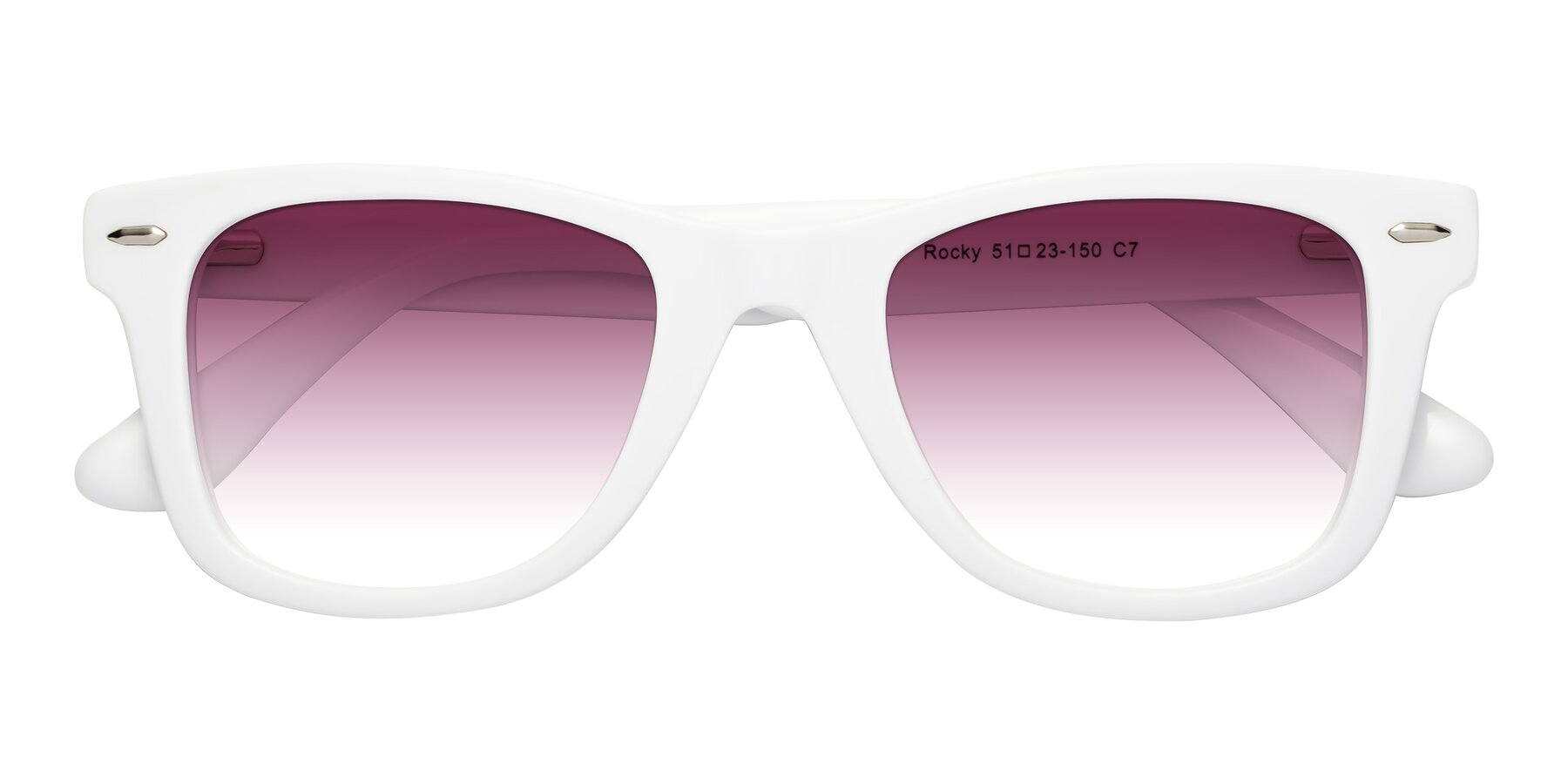 Folded Front of Rocky in White with Wine Gradient Lenses