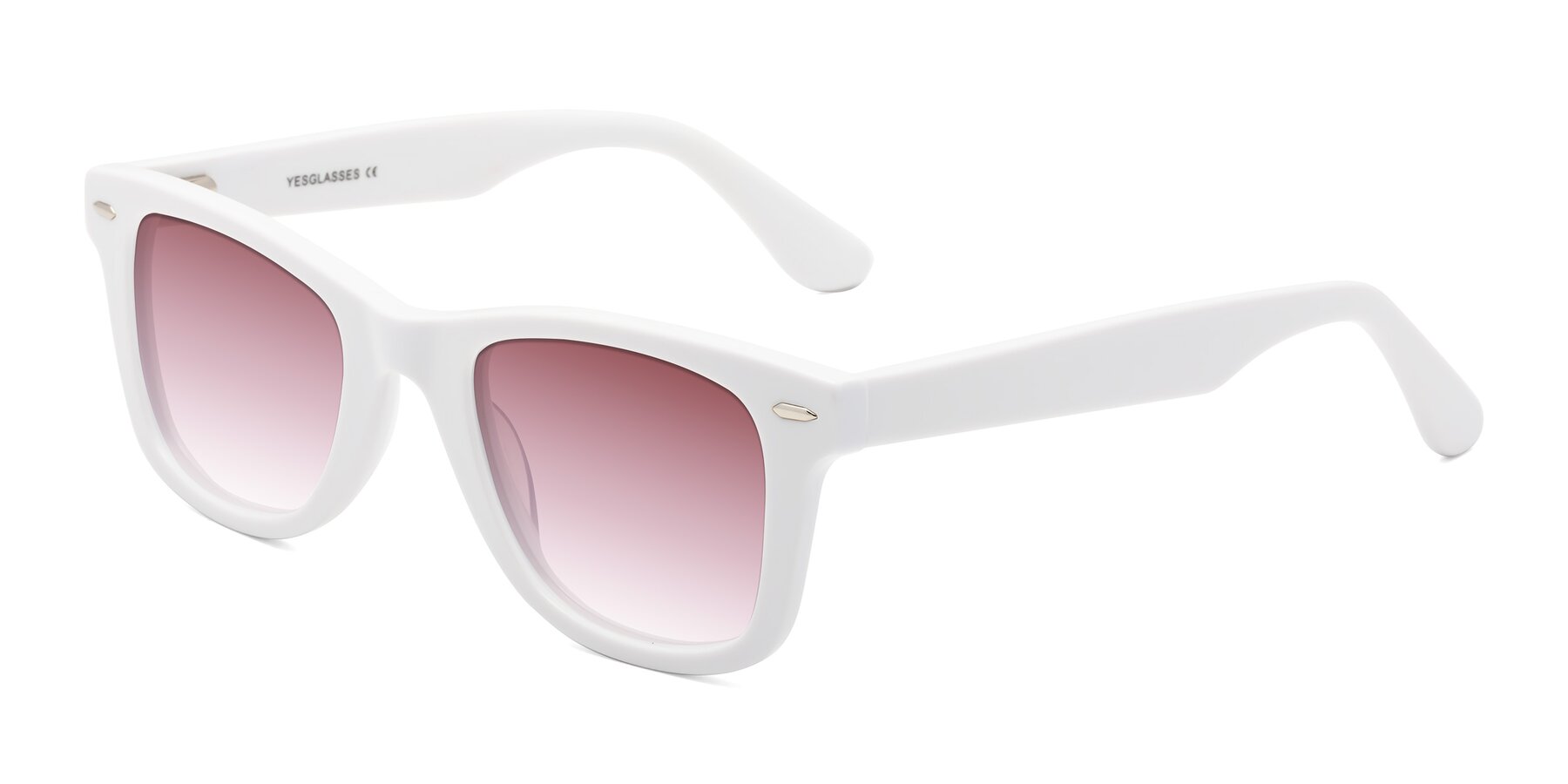 Angle of Rocky in White with Garnet Gradient Lenses