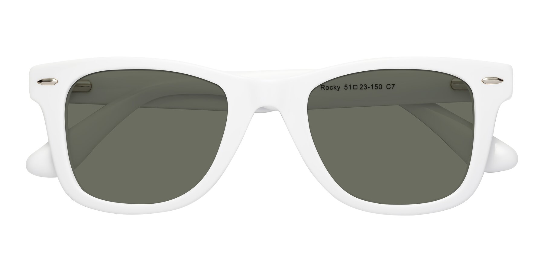 Folded Front of Rocky in White with Gray Polarized Lenses