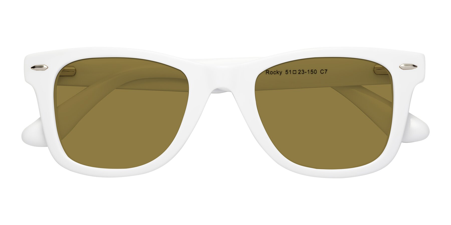 Folded Front of Rocky in White with Brown Polarized Lenses