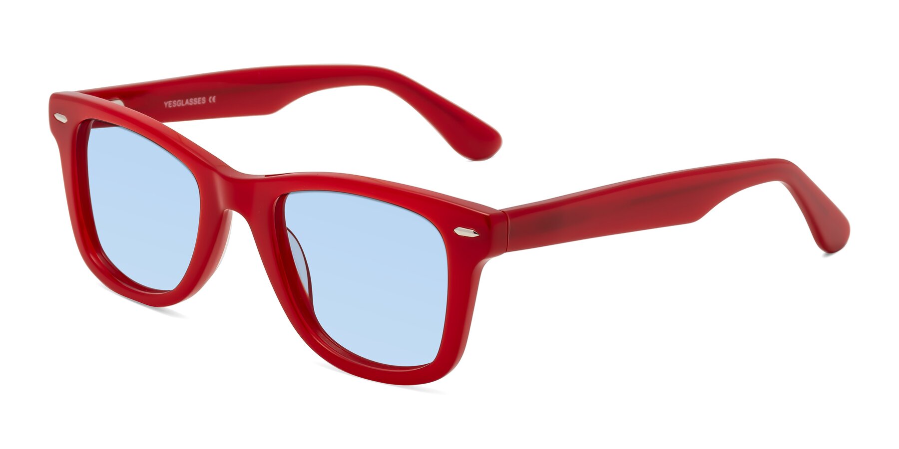 Angle of Rocky in Red with Light Blue Tinted Lenses
