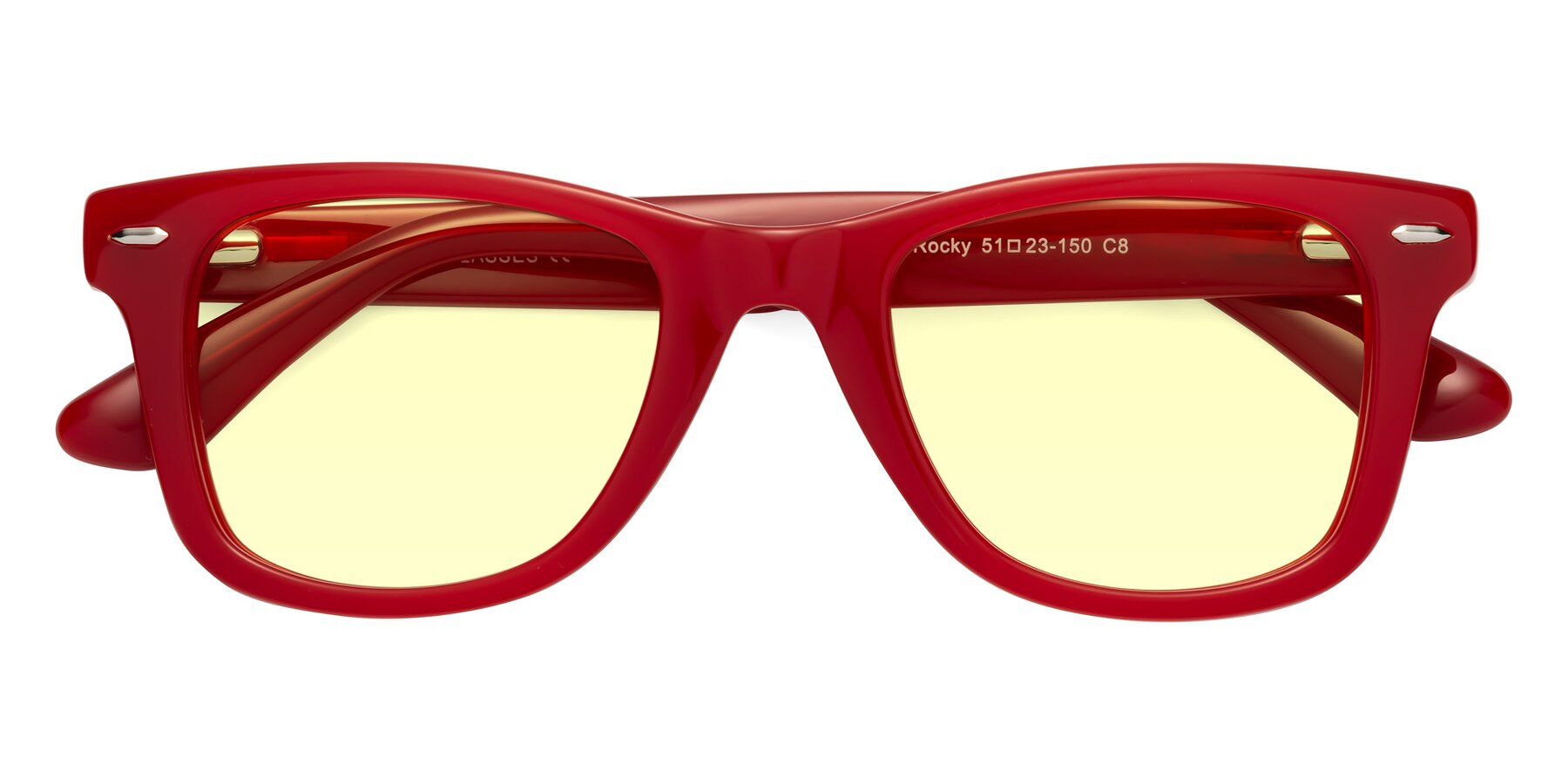 Folded Front of Rocky in Red with Light Yellow Tinted Lenses