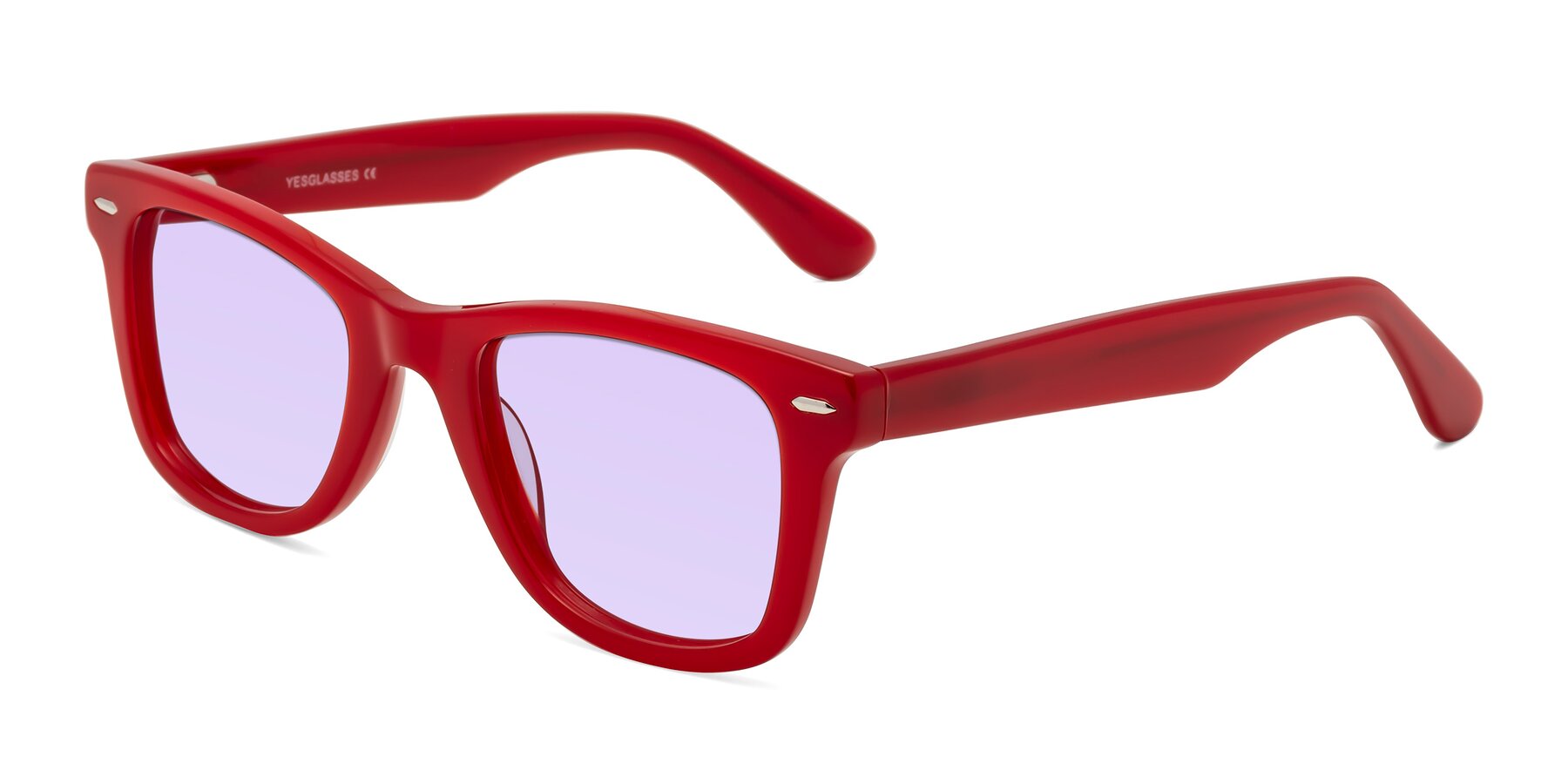 Angle of Rocky in Red with Light Purple Tinted Lenses