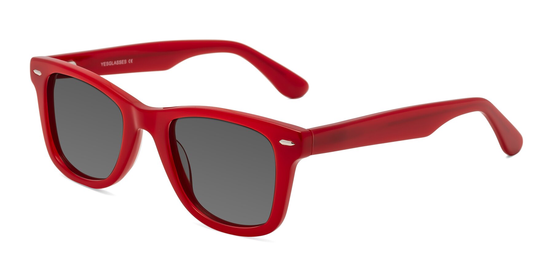 Angle of Rocky in Red with Medium Gray Tinted Lenses