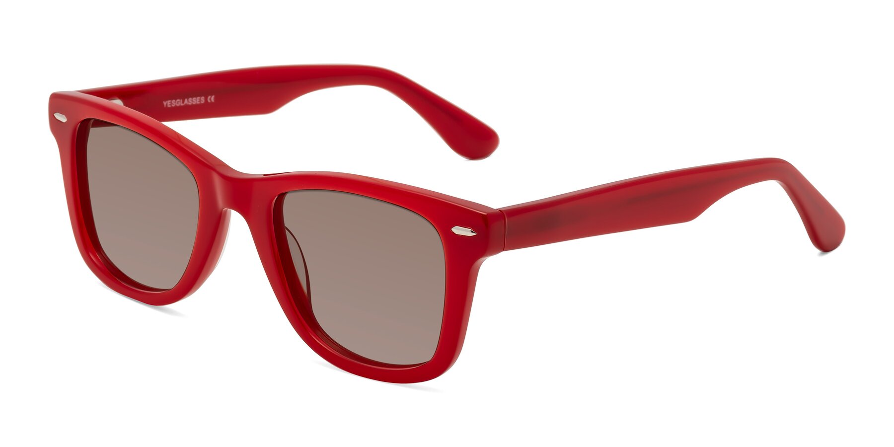 Angle of Rocky in Red with Medium Brown Tinted Lenses