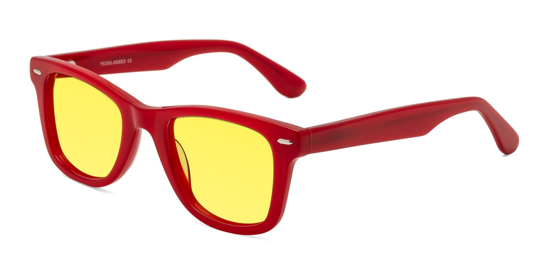Angle of Rocky in Red with Medium Yellow Tinted Lenses