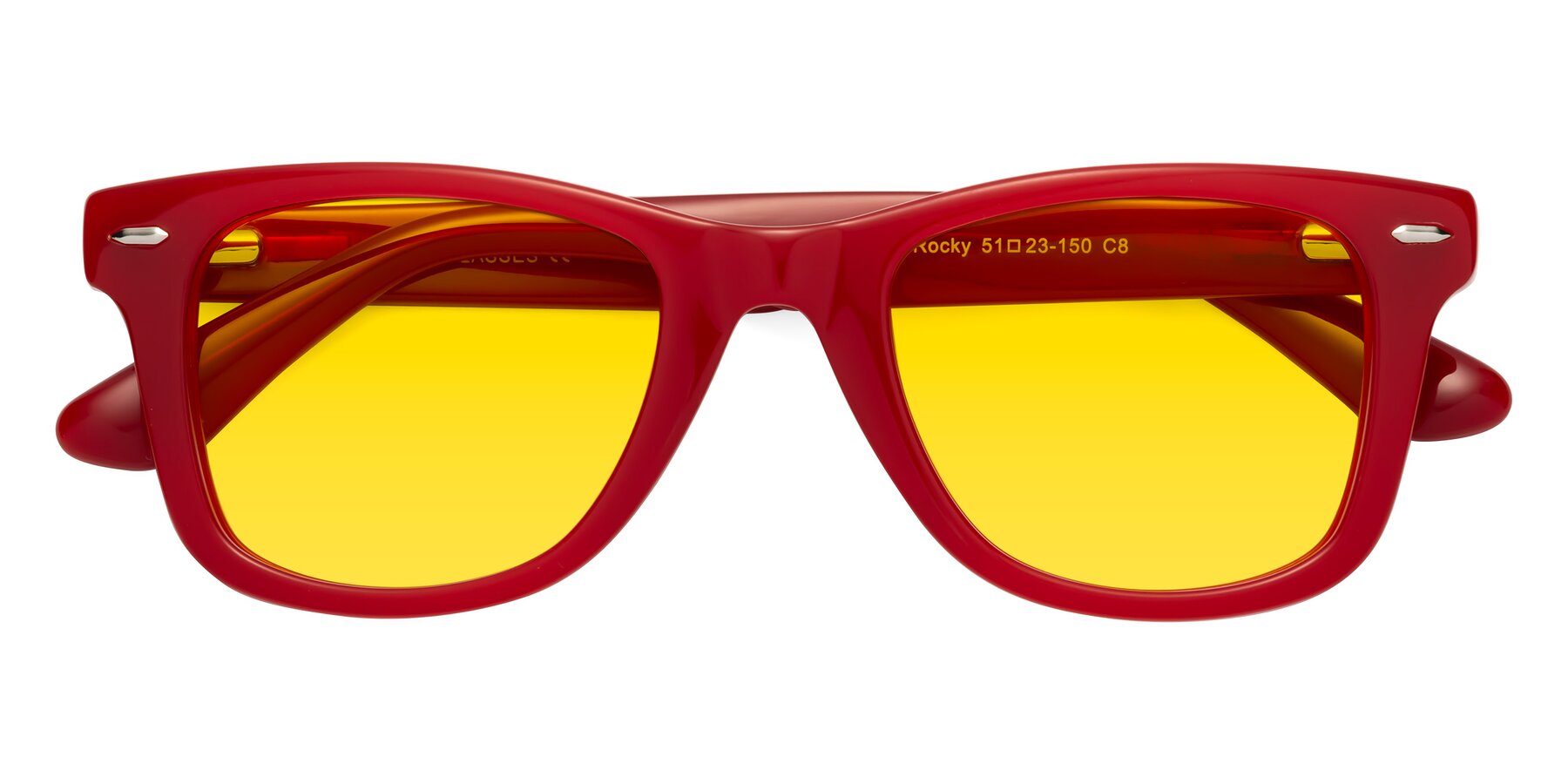 Folded Front of Rocky in Red with Yellow Tinted Lenses
