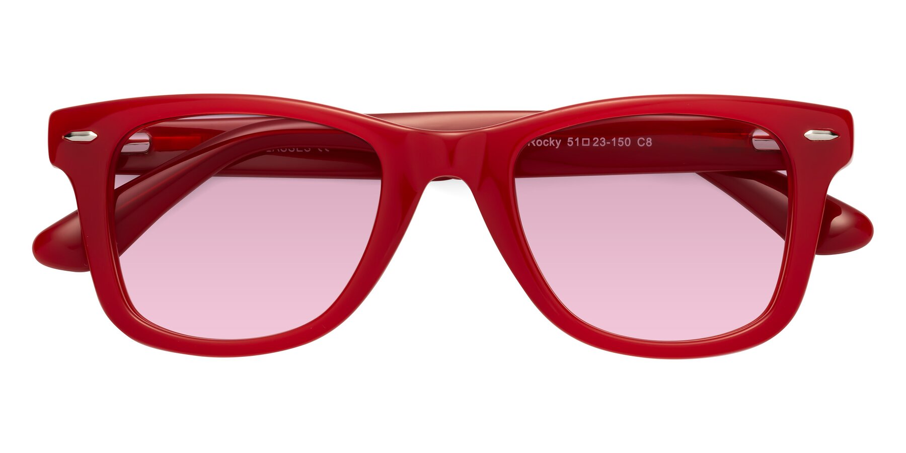 Folded Front of Rocky in Red with Light Wine Tinted Lenses