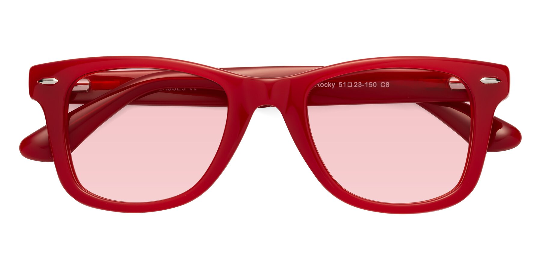 Folded Front of Rocky in Red with Light Garnet Tinted Lenses