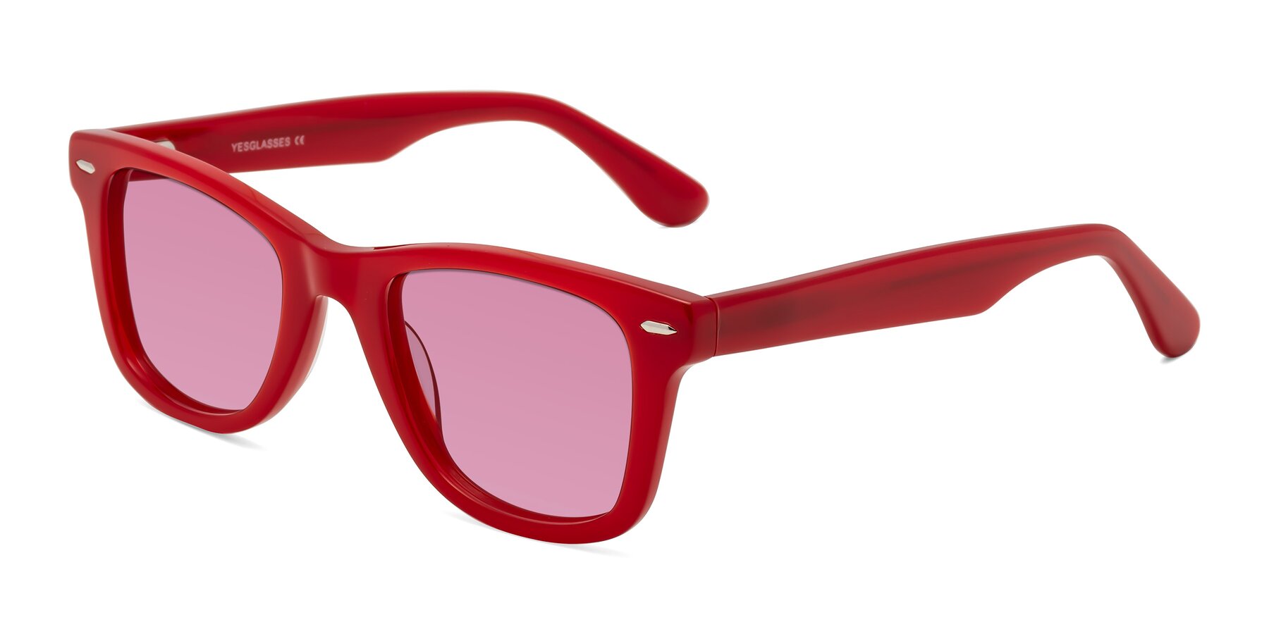 Angle of Rocky in Red with Medium Wine Tinted Lenses