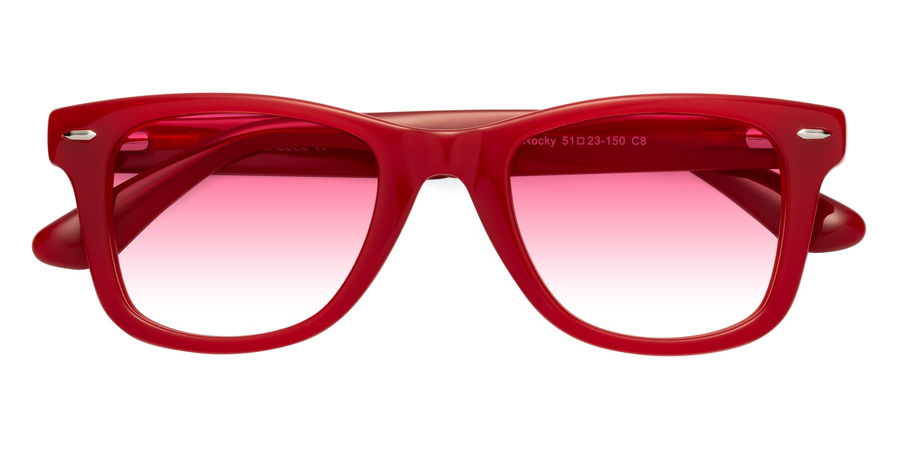 Folded Front of Rocky in Red with Pink Gradient Lenses