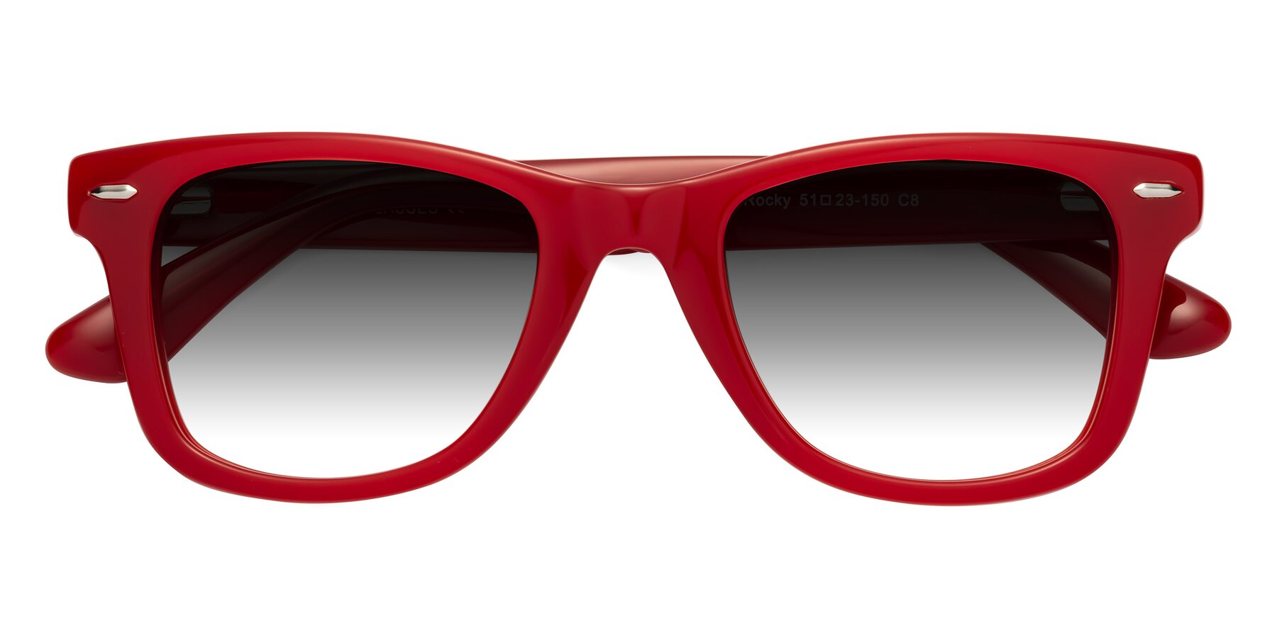 Folded Front of Rocky in Red with Gray Gradient Lenses