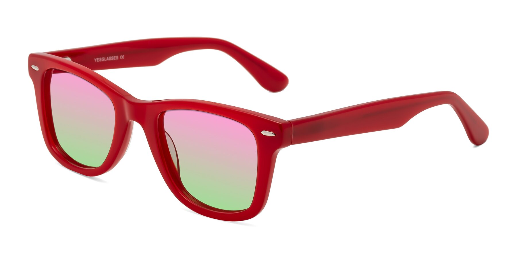 Angle of Rocky in Red with Pink / Green Gradient Lenses
