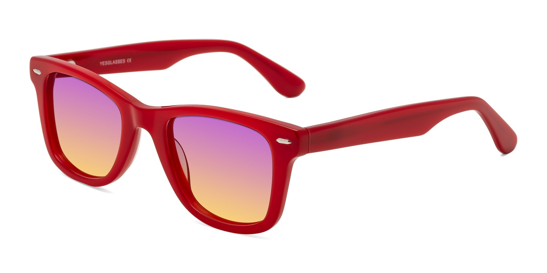 Angle of Rocky in Red with Purple / Yellow Gradient Lenses