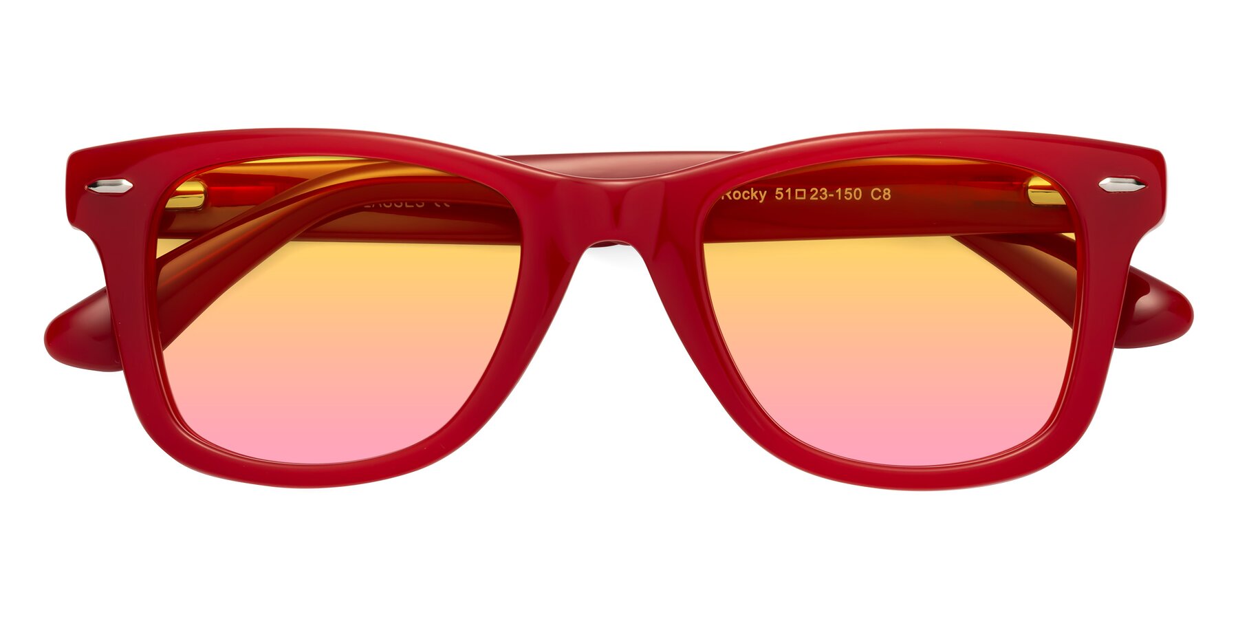 Folded Front of Rocky in Red with Yellow / Pink Gradient Lenses