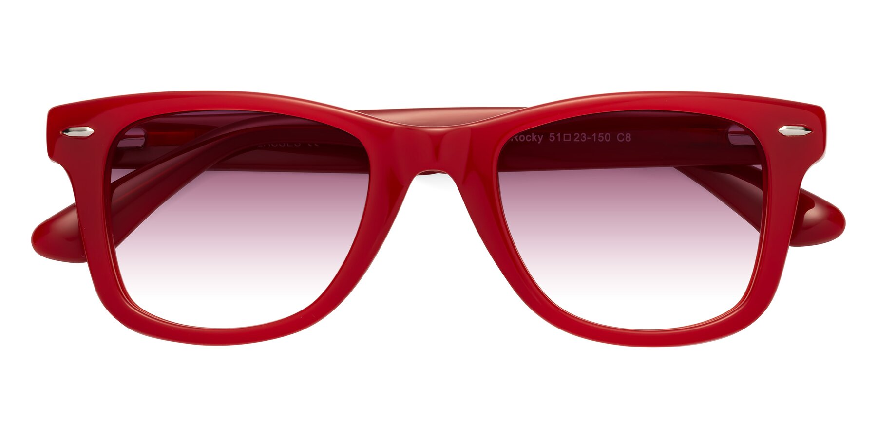 Folded Front of Rocky in Red with Wine Gradient Lenses