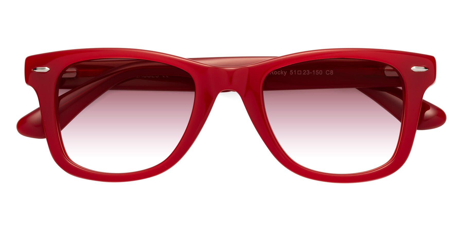 Folded Front of Rocky in Red with Garnet Gradient Lenses