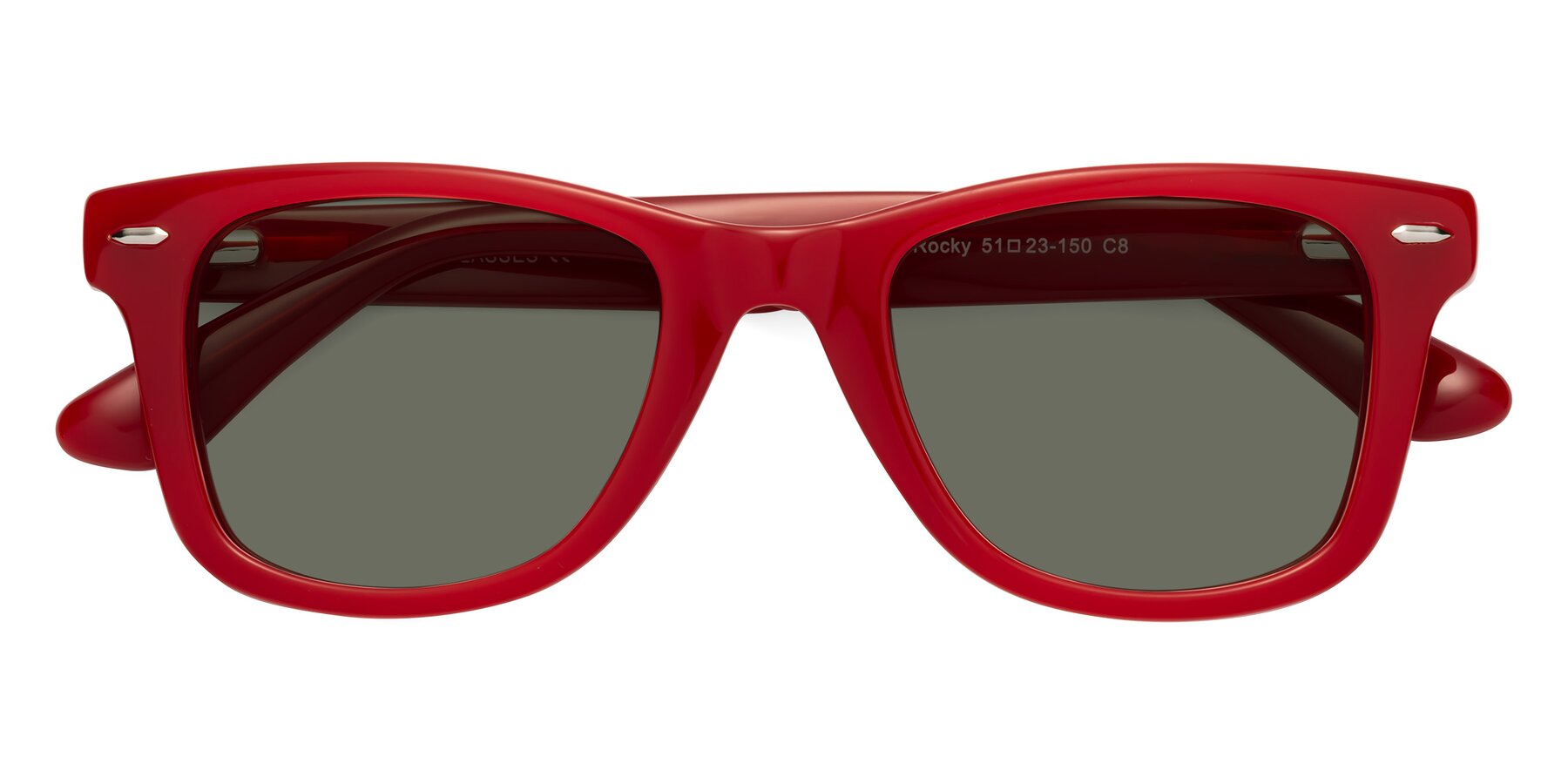 Folded Front of Rocky in Red with Gray Polarized Lenses