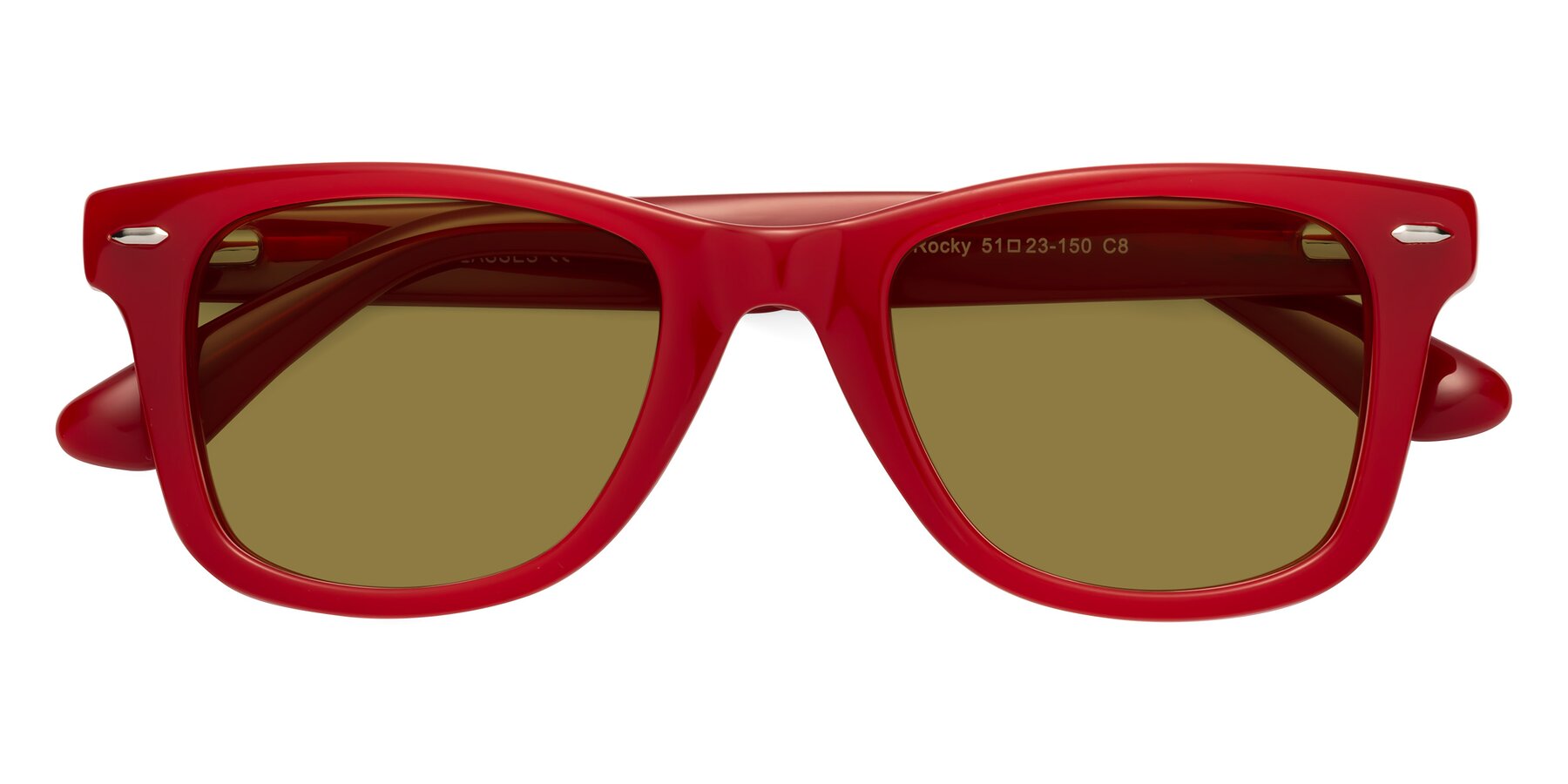 Folded Front of Rocky in Red with Brown Polarized Lenses