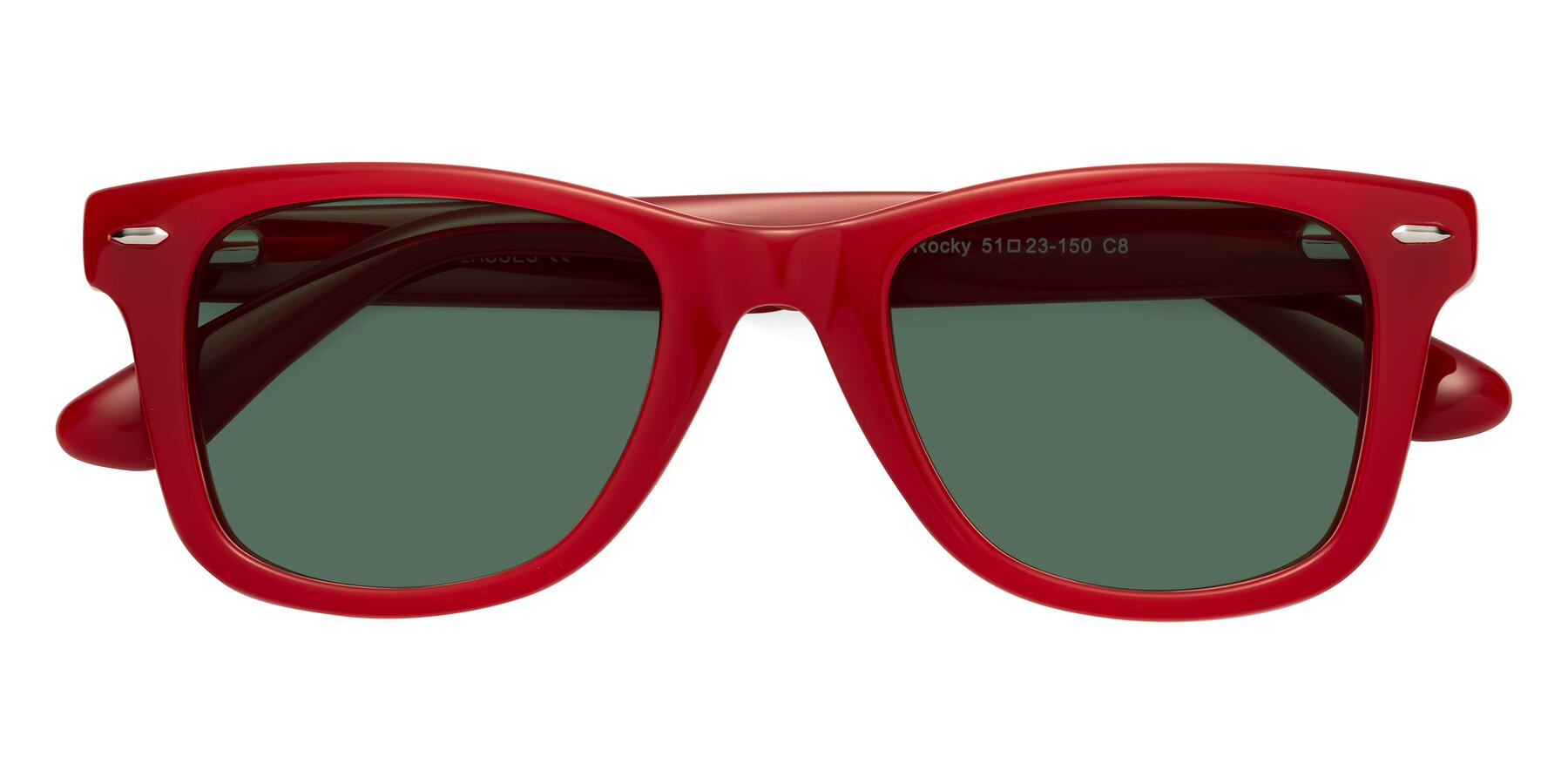 Folded Front of Rocky in Red with Green Polarized Lenses