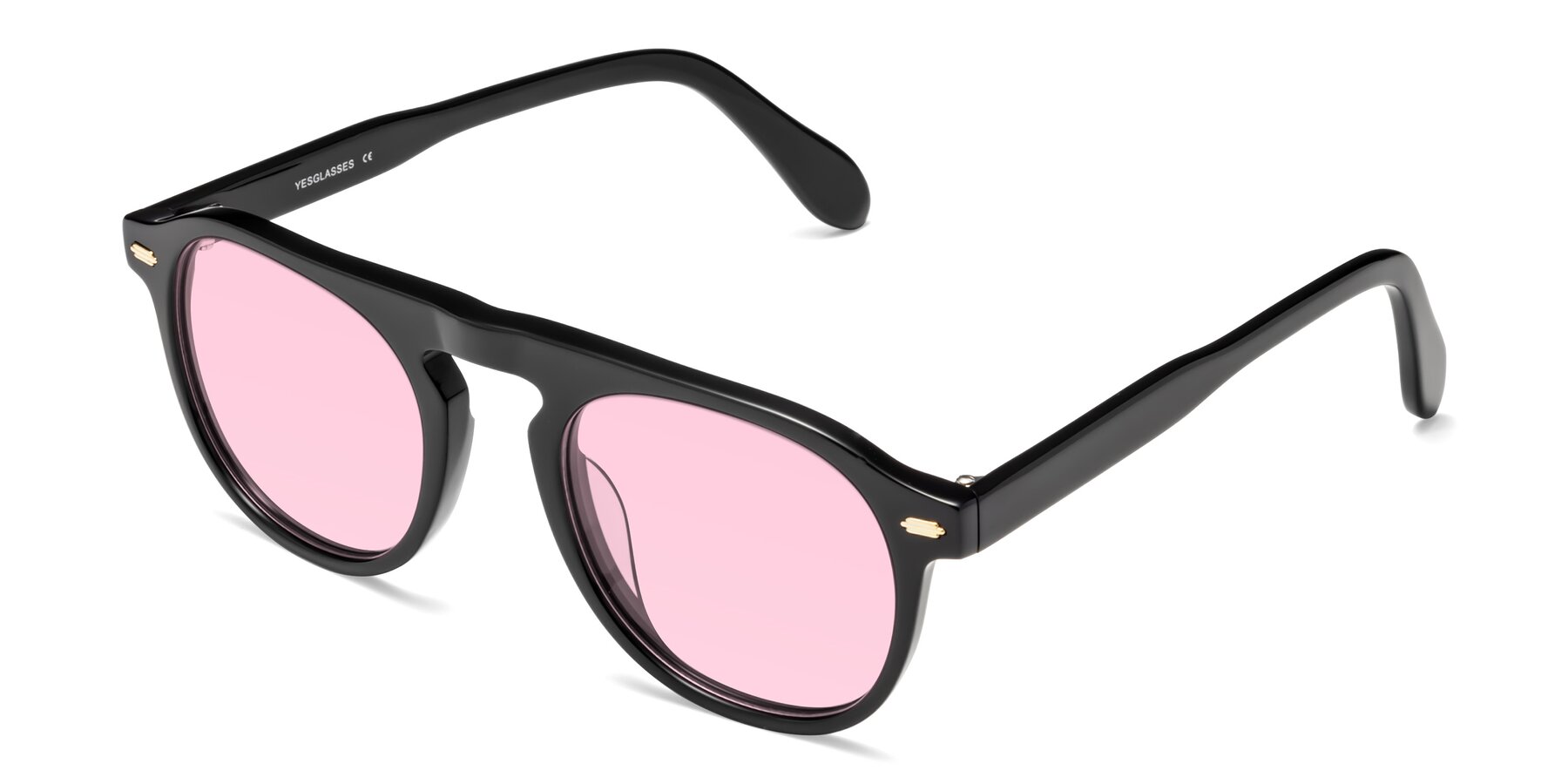 Angle of Mufasa in Black with Light Pink Tinted Lenses