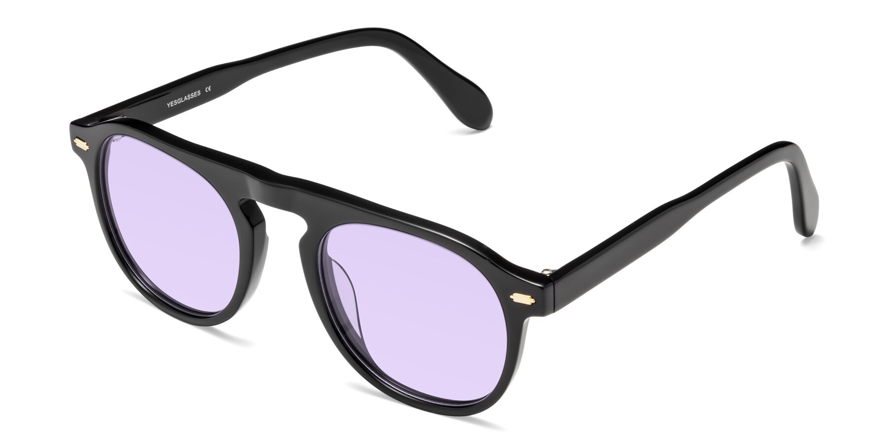 Angle of Mufasa in Black with Light Purple Tinted Lenses