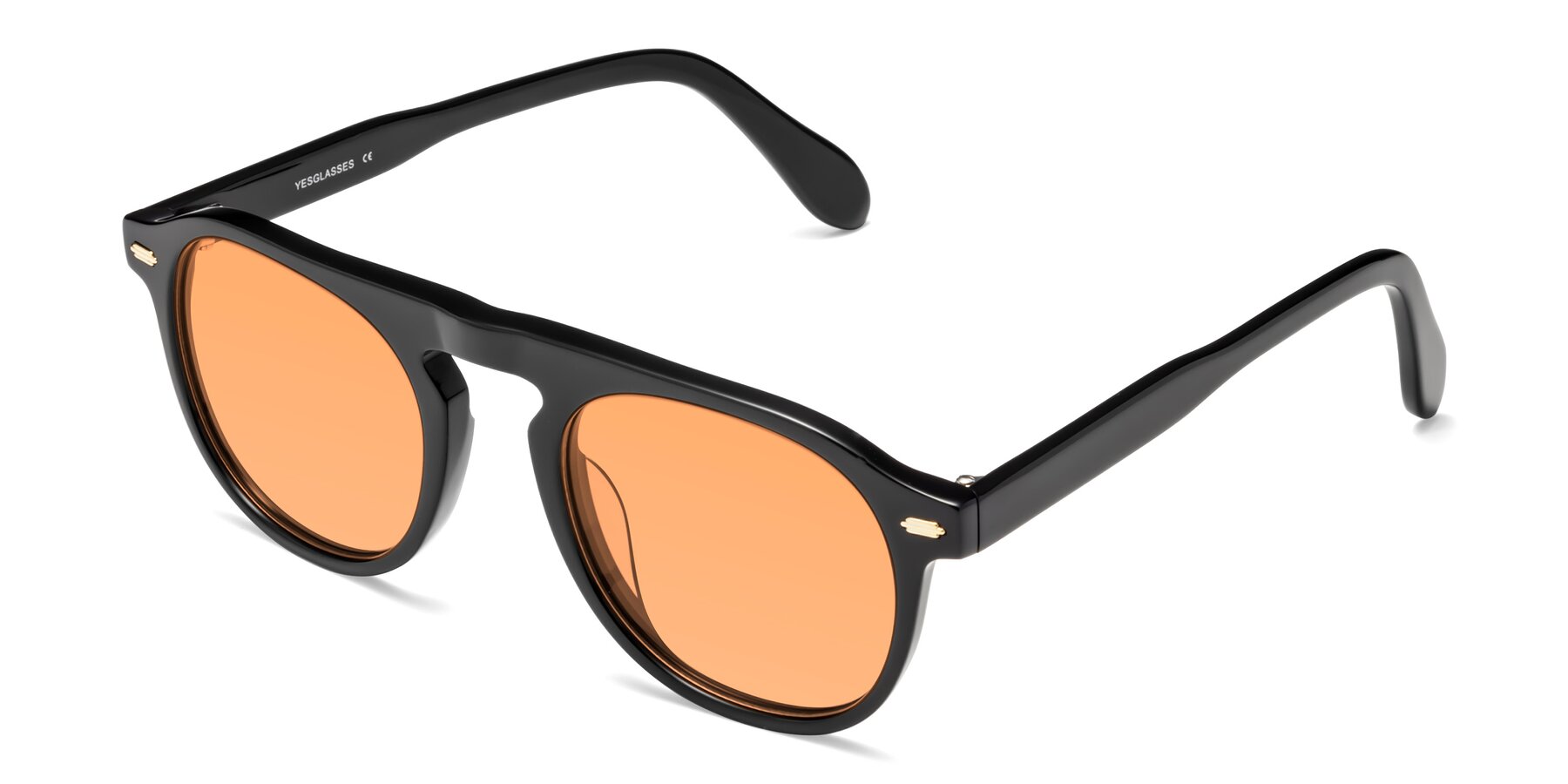 Angle of Mufasa in Black with Medium Orange Tinted Lenses