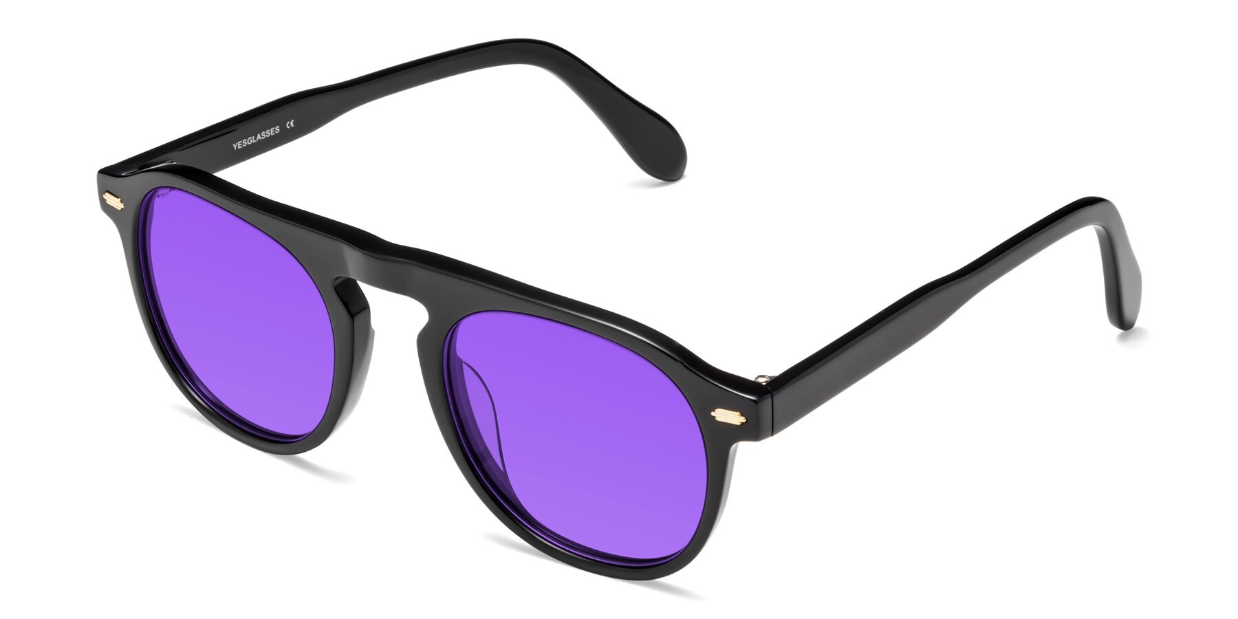 Angle of Mufasa in Black with Purple Tinted Lenses