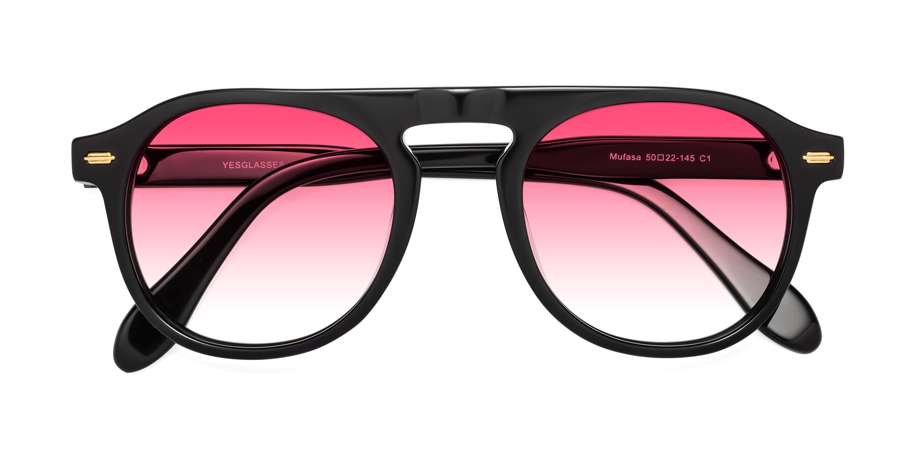 Folded Front of Mufasa in Black with Pink Gradient Lenses