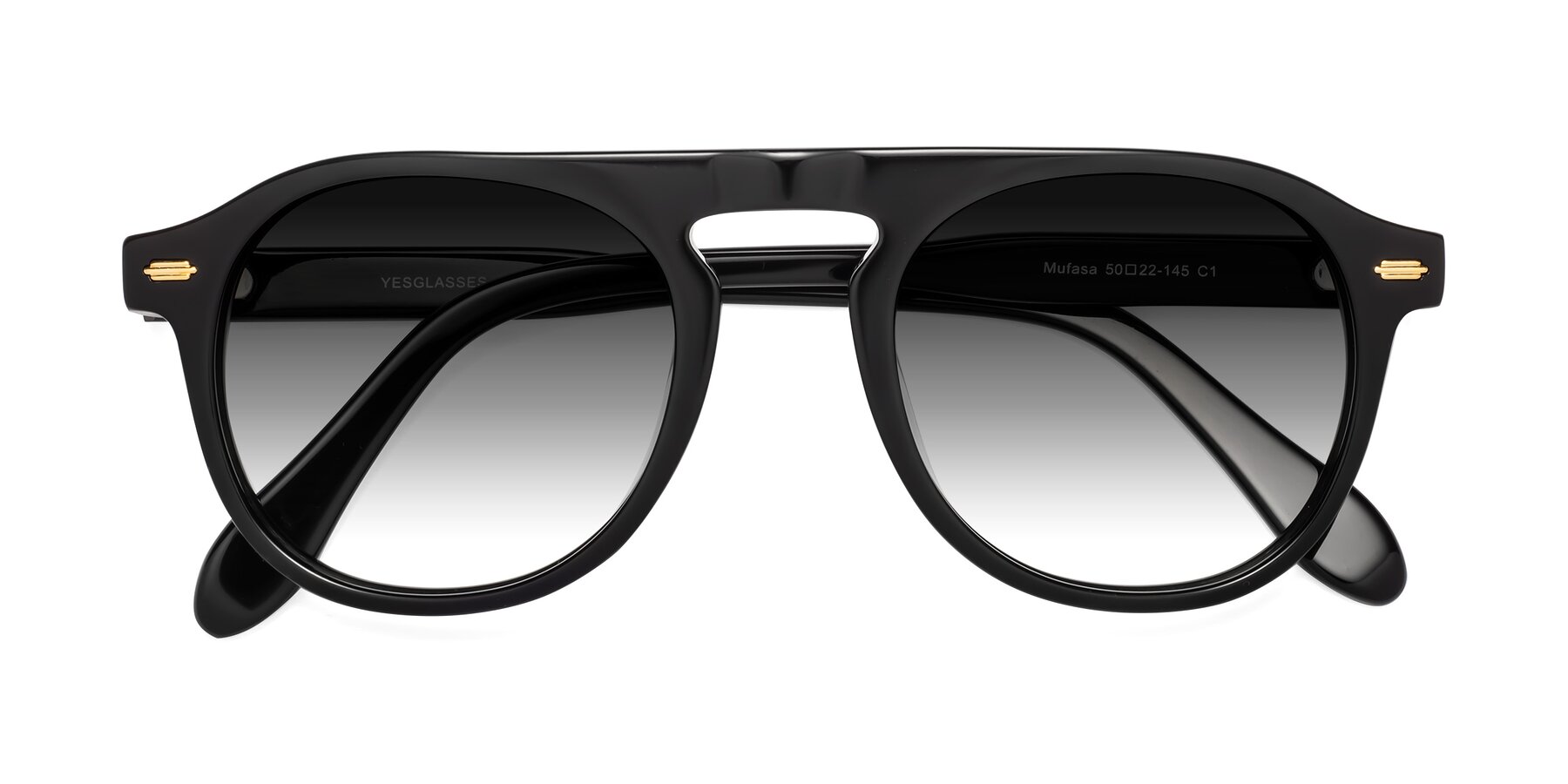 Folded Front of Mufasa in Black with Gray Gradient Lenses