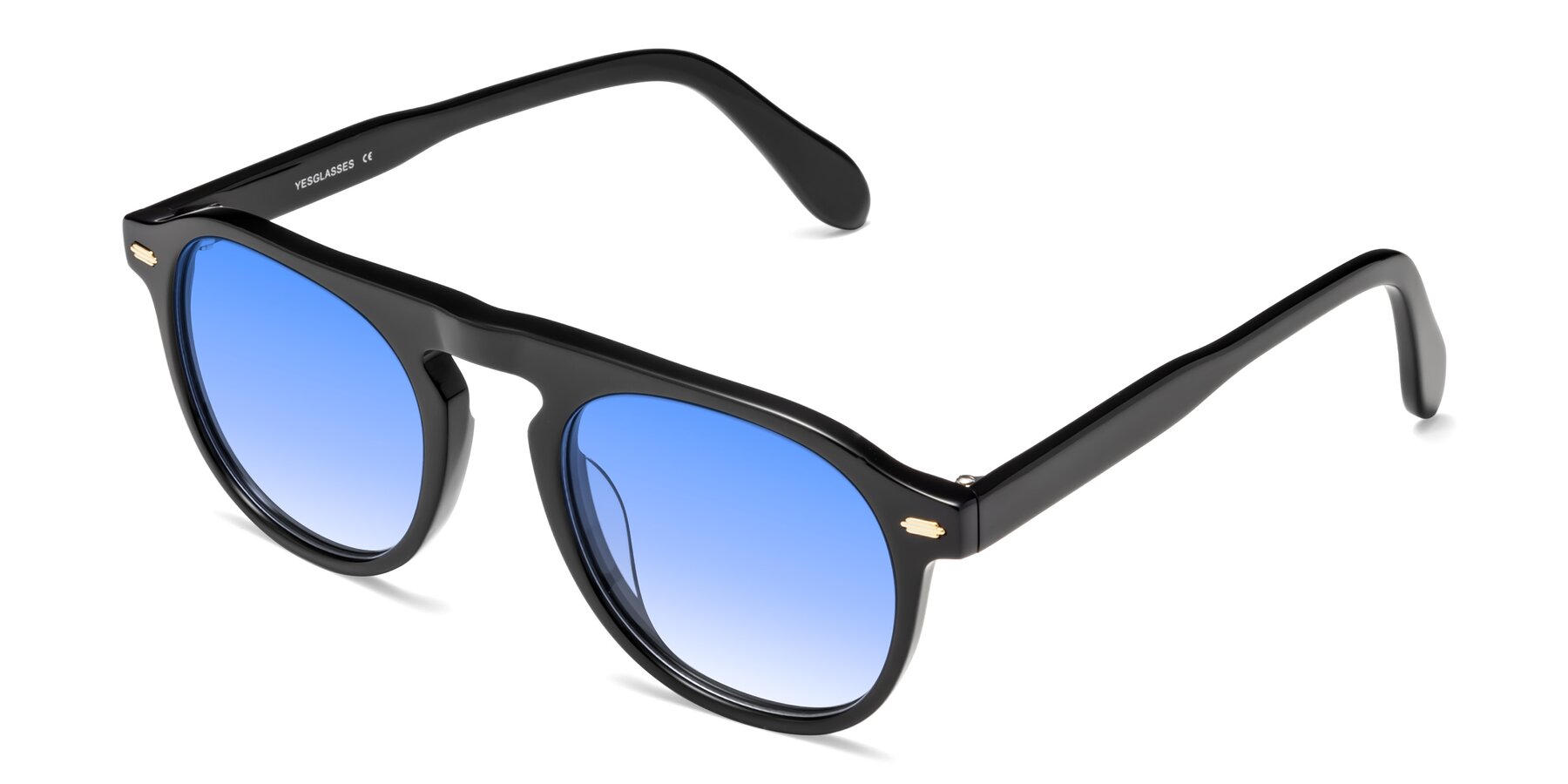 Angle of Mufasa in Black with Blue Gradient Lenses