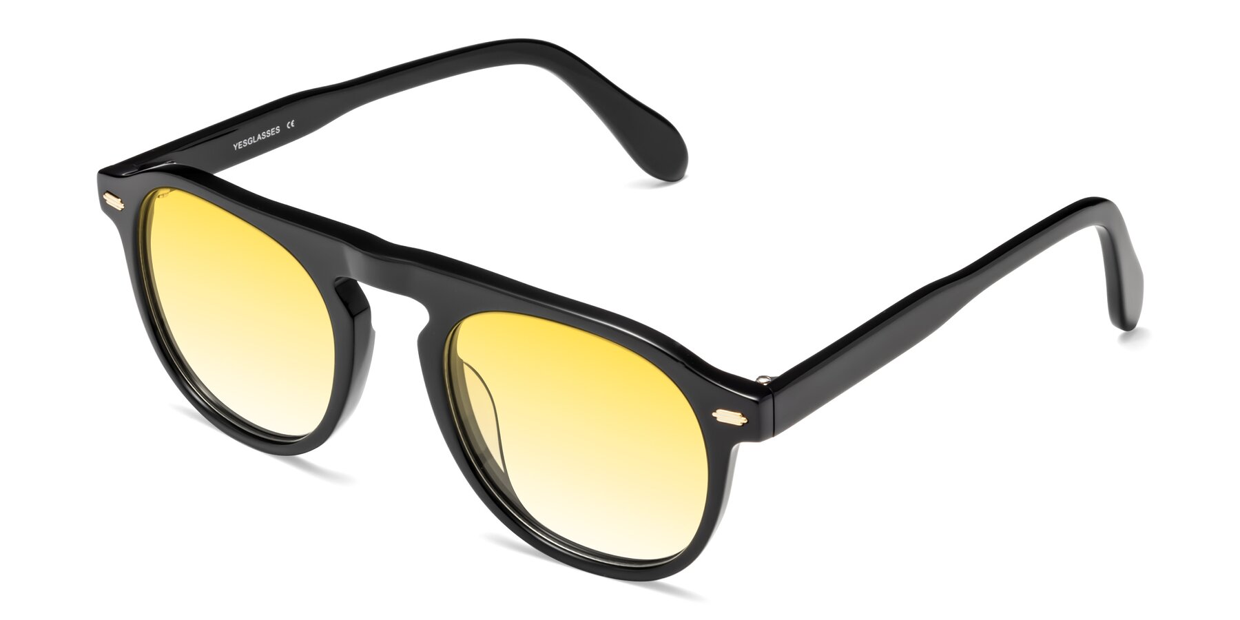 Angle of Mufasa in Black with Yellow Gradient Lenses