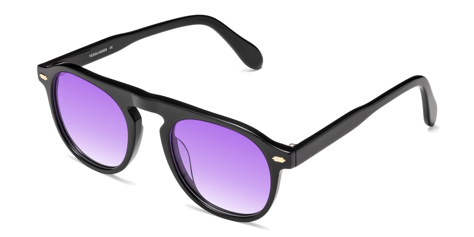 Angle of Mufasa in Black with Purple Gradient Lenses