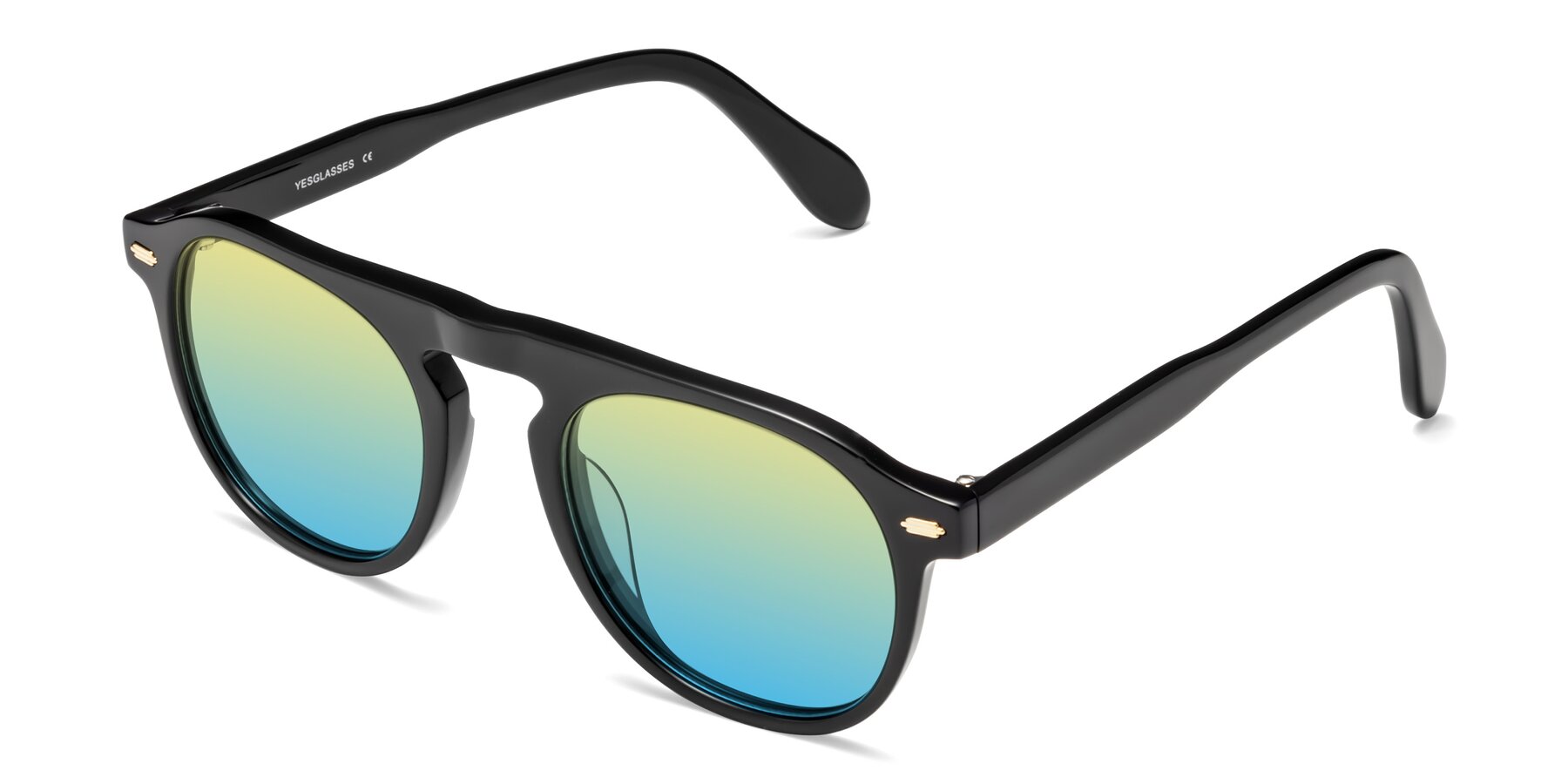 Angle of Mufasa in Black with Yellow / Blue Gradient Lenses