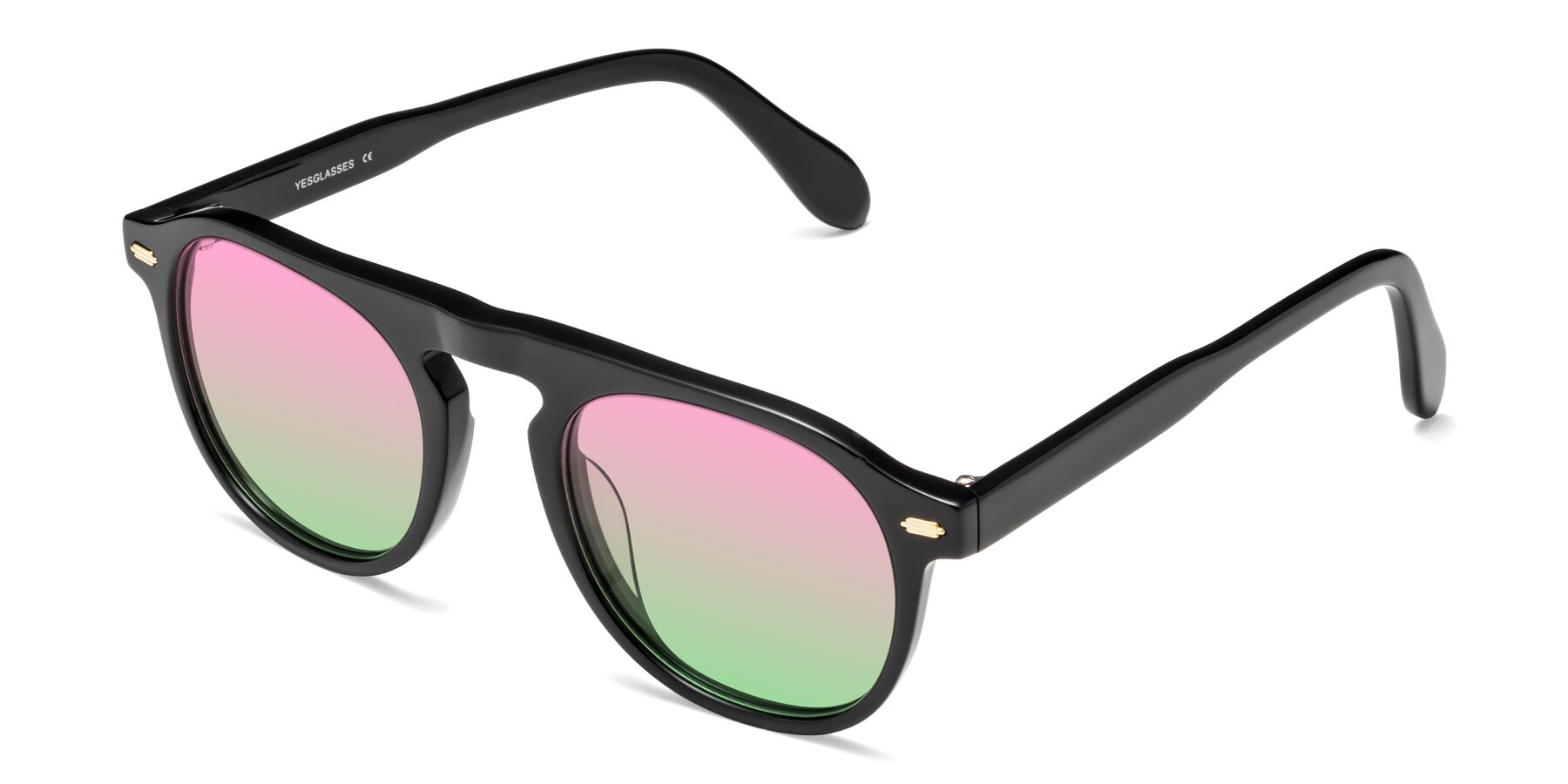 Angle of Mufasa in Black with Pink / Green Gradient Lenses