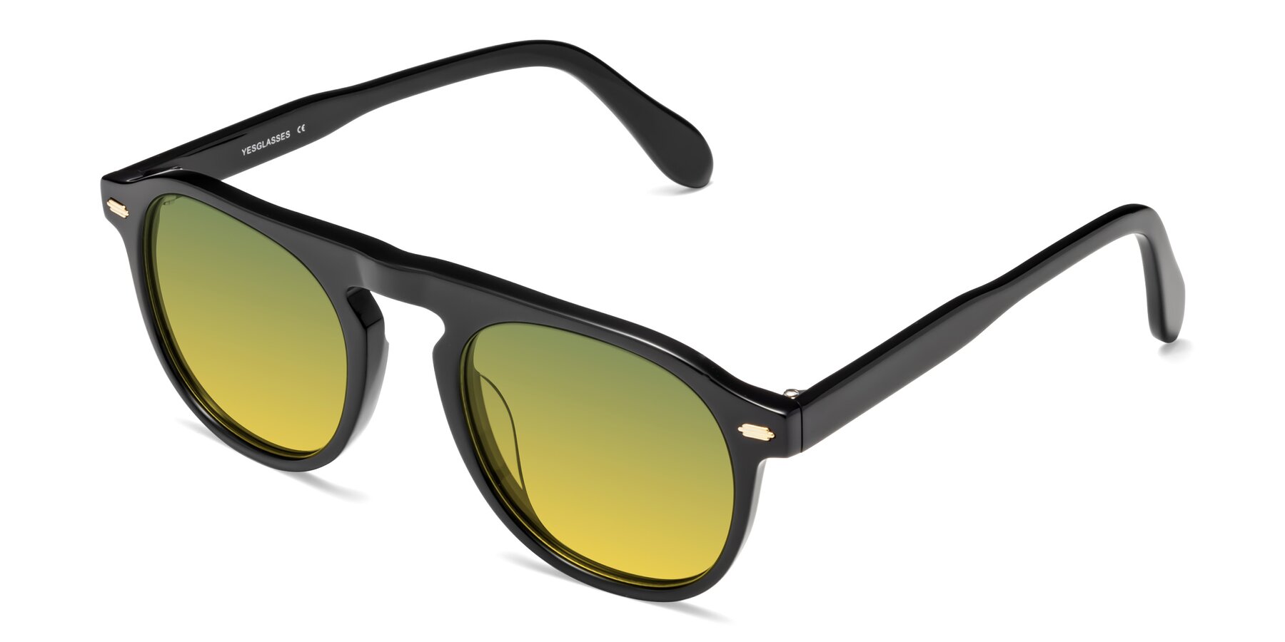 Angle of Mufasa in Black with Green / Yellow Gradient Lenses