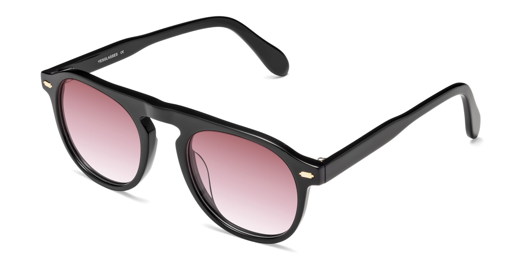 Angle of Mufasa in Black with Garnet Gradient Lenses