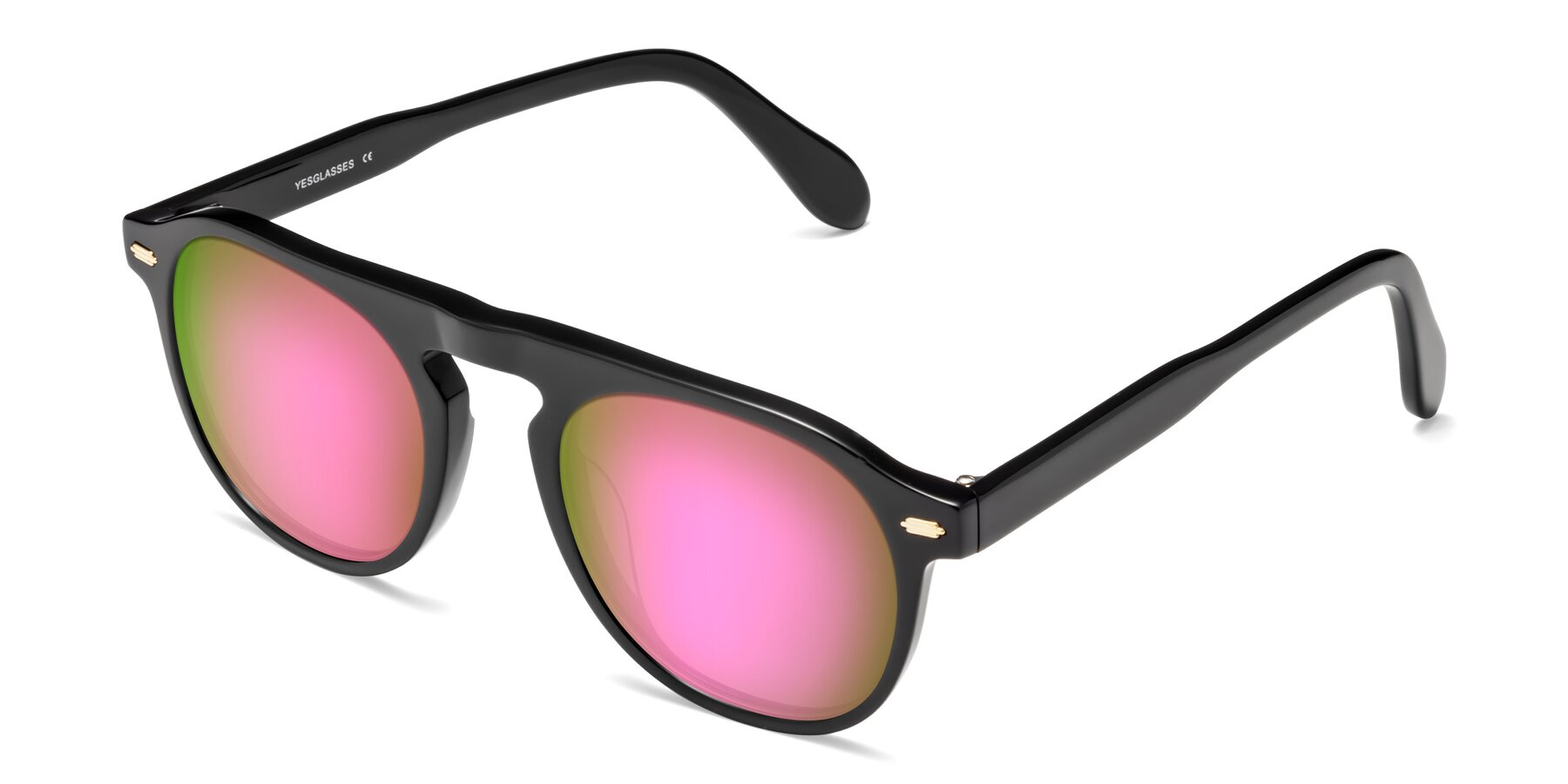Angle of Mufasa in Black with Pink Mirrored Lenses
