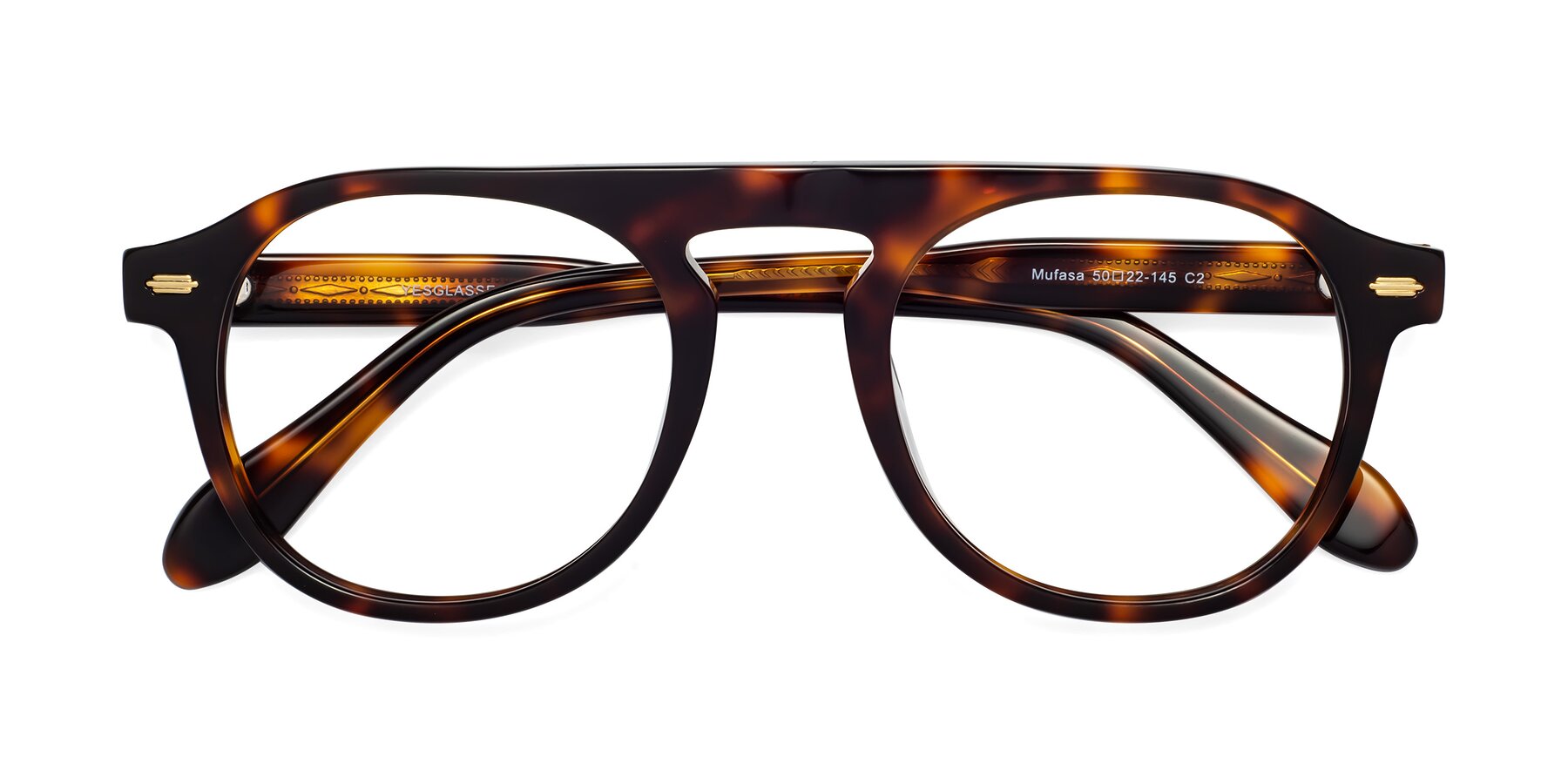 Folded Front of Mufasa in Tortoise with Clear Reading Eyeglass Lenses
