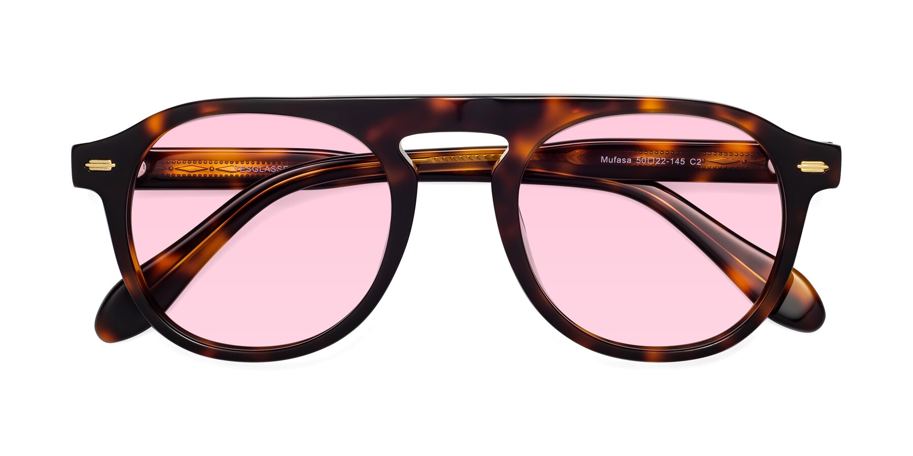 Folded Front of Mufasa in Tortoise with Light Pink Tinted Lenses