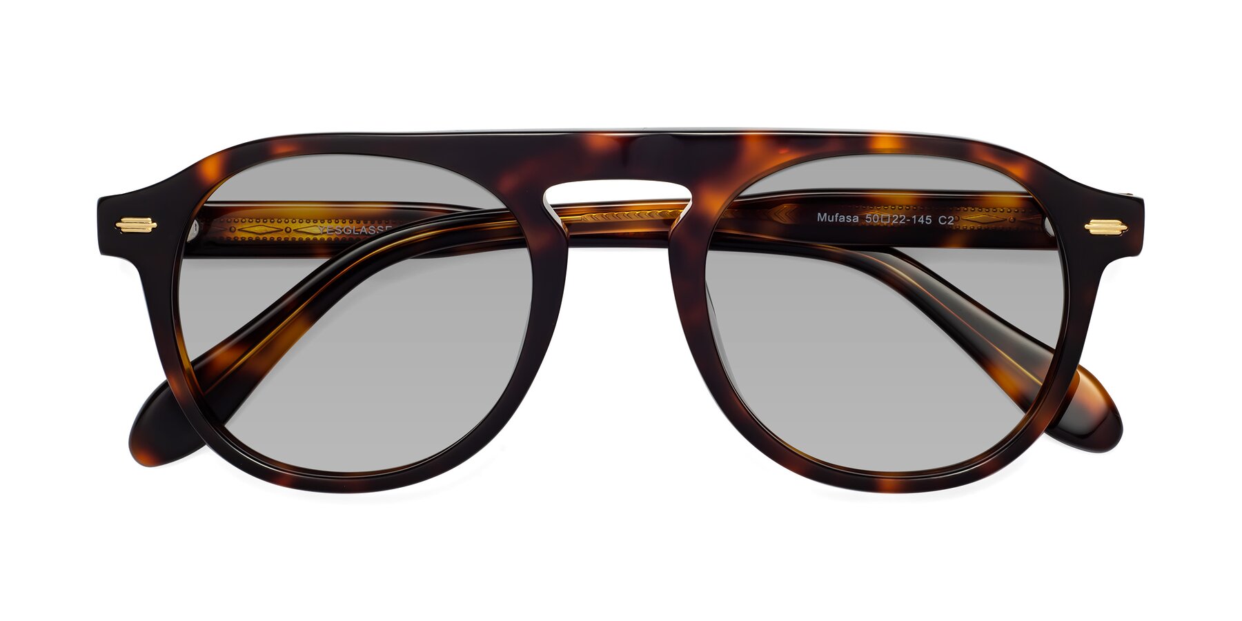 Folded Front of Mufasa in Tortoise with Light Gray Tinted Lenses