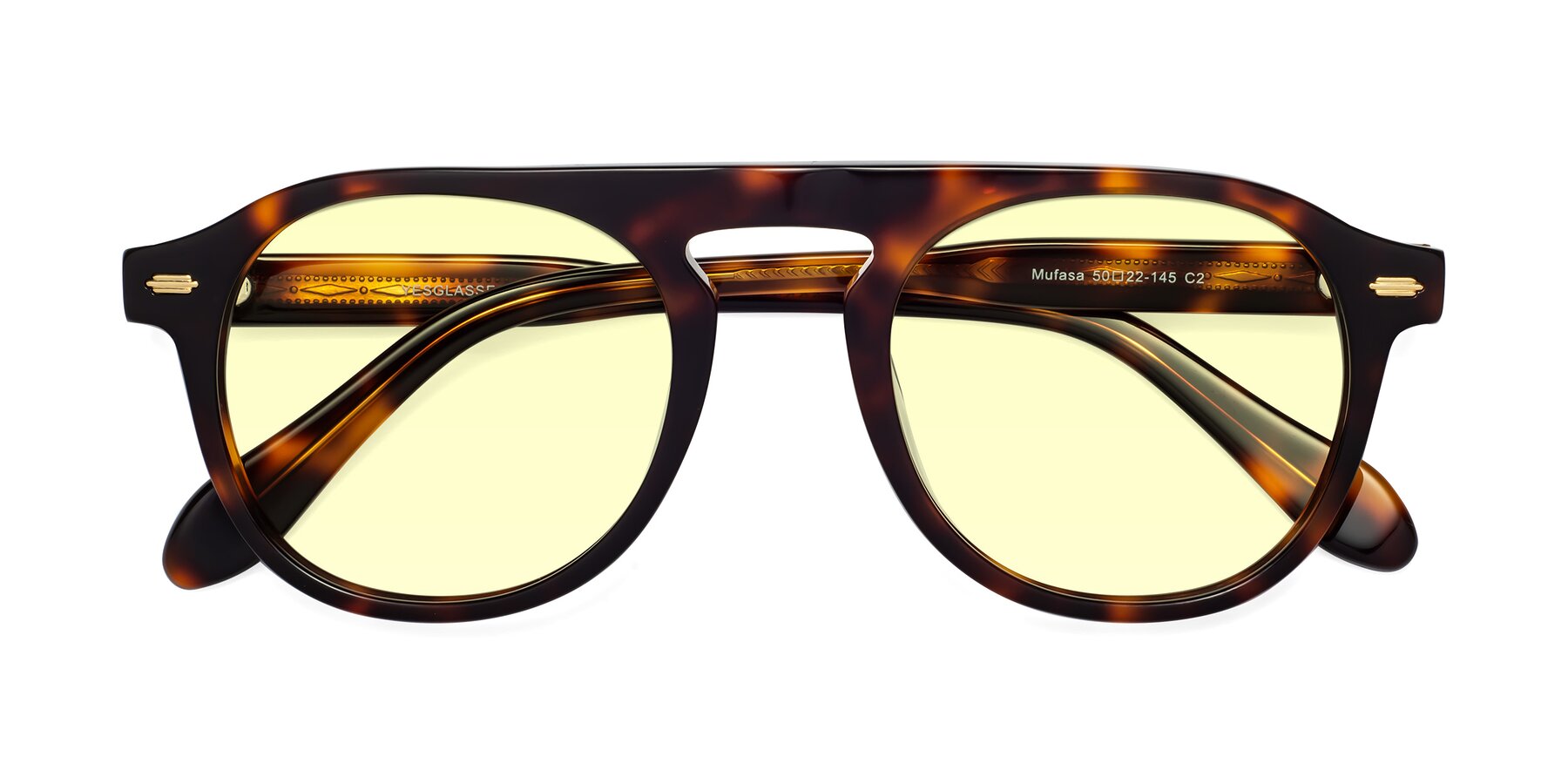 Folded Front of Mufasa in Tortoise with Light Yellow Tinted Lenses