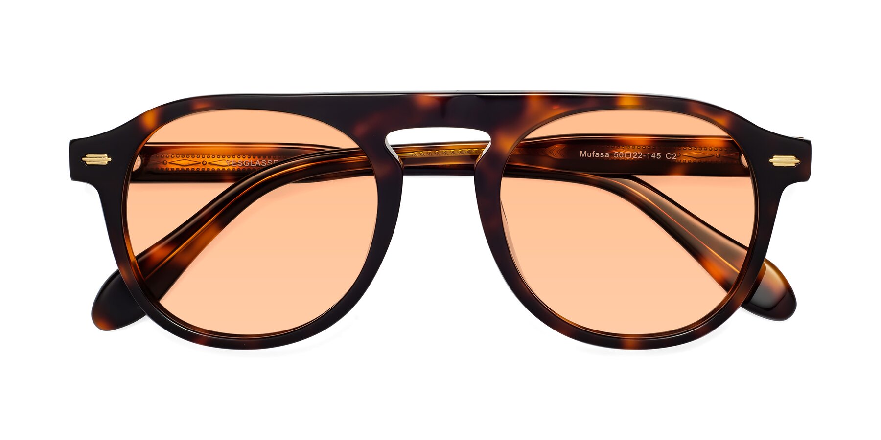 Folded Front of Mufasa in Tortoise with Light Orange Tinted Lenses