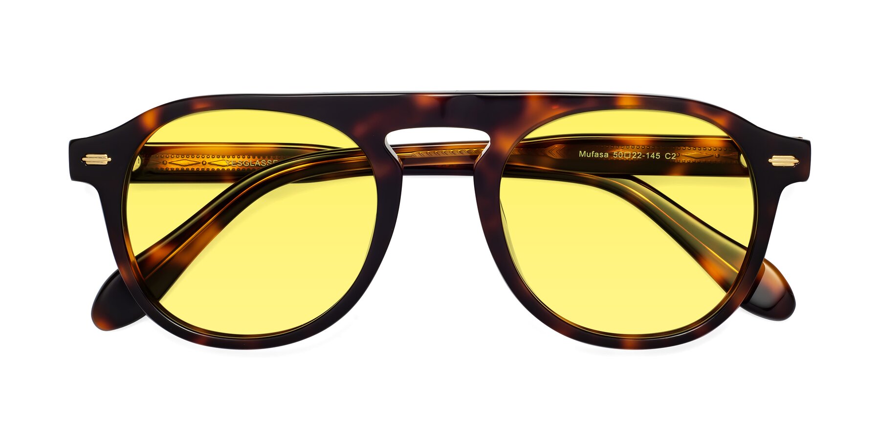 Folded Front of Mufasa in Tortoise with Medium Yellow Tinted Lenses