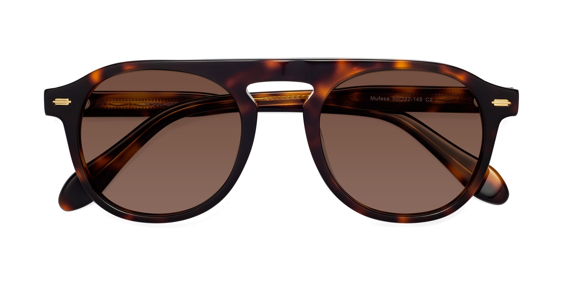 Folded Front of Mufasa in Tortoise with Brown Tinted Lenses